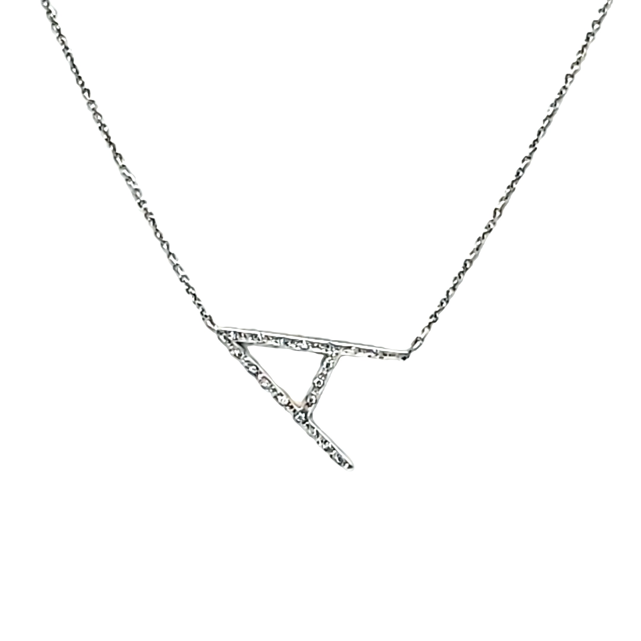 14K White Gold Diamond "A" Initial Necklace 31001094 | Shin Brothers* 14K White Gold Diamond "A" Initial Necklace 31001094 | Shin Brothers*