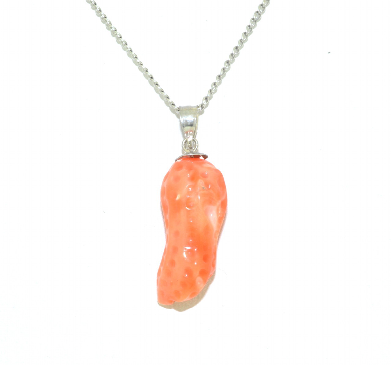 14K White Gold Coral Peanut Charm 52001782 | Shin Brothers* 14K White Gold Coral Peanut Charm 52001782 | Shin Brothers*