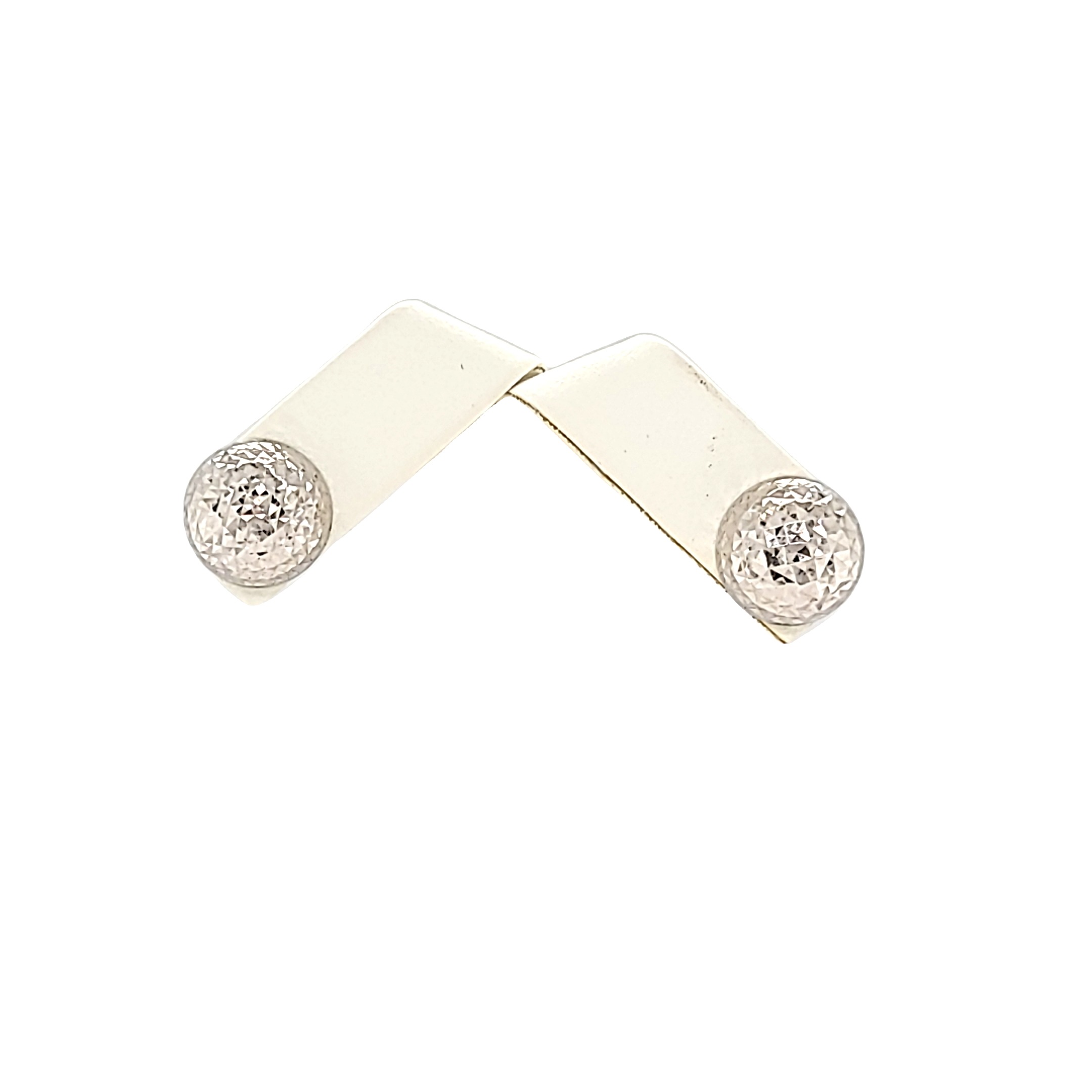 14K White Gold Half Textured Ball Stud Earrings 40002963 | Shin Brothers*