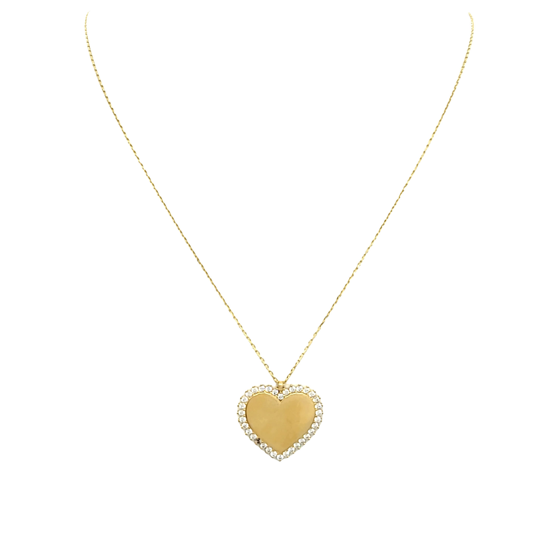14K Yellow Gold 18" Necklace With Engravable CZ Heart 32000665 | Shin Brothers* 