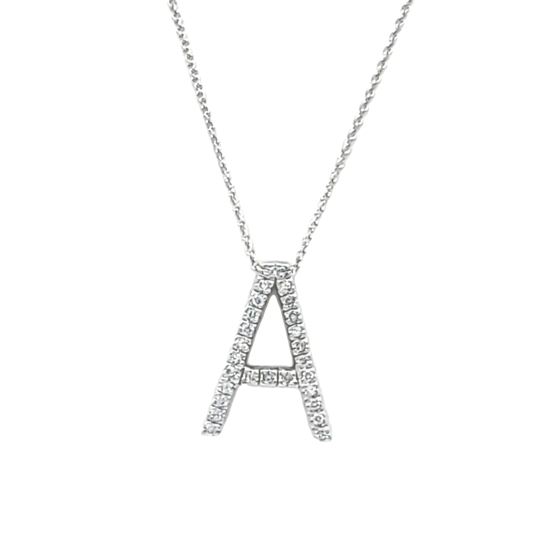 14K White Gold Diamond "A" Initial Necklace 31001097 | Shin Brothers*