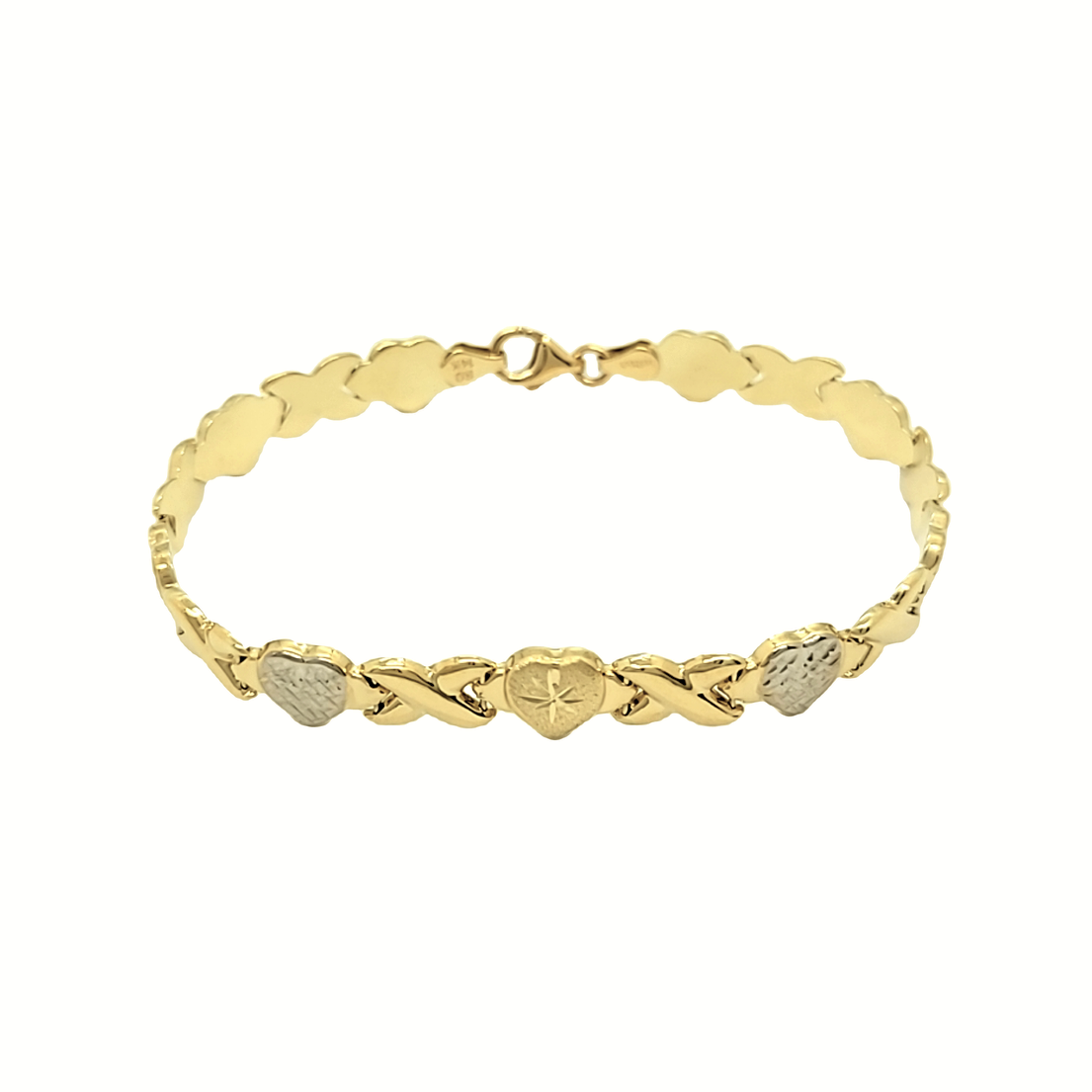 14K Two Tone Gold Hearts & Kisses Bracelet 20001928 | Shin Brothers*