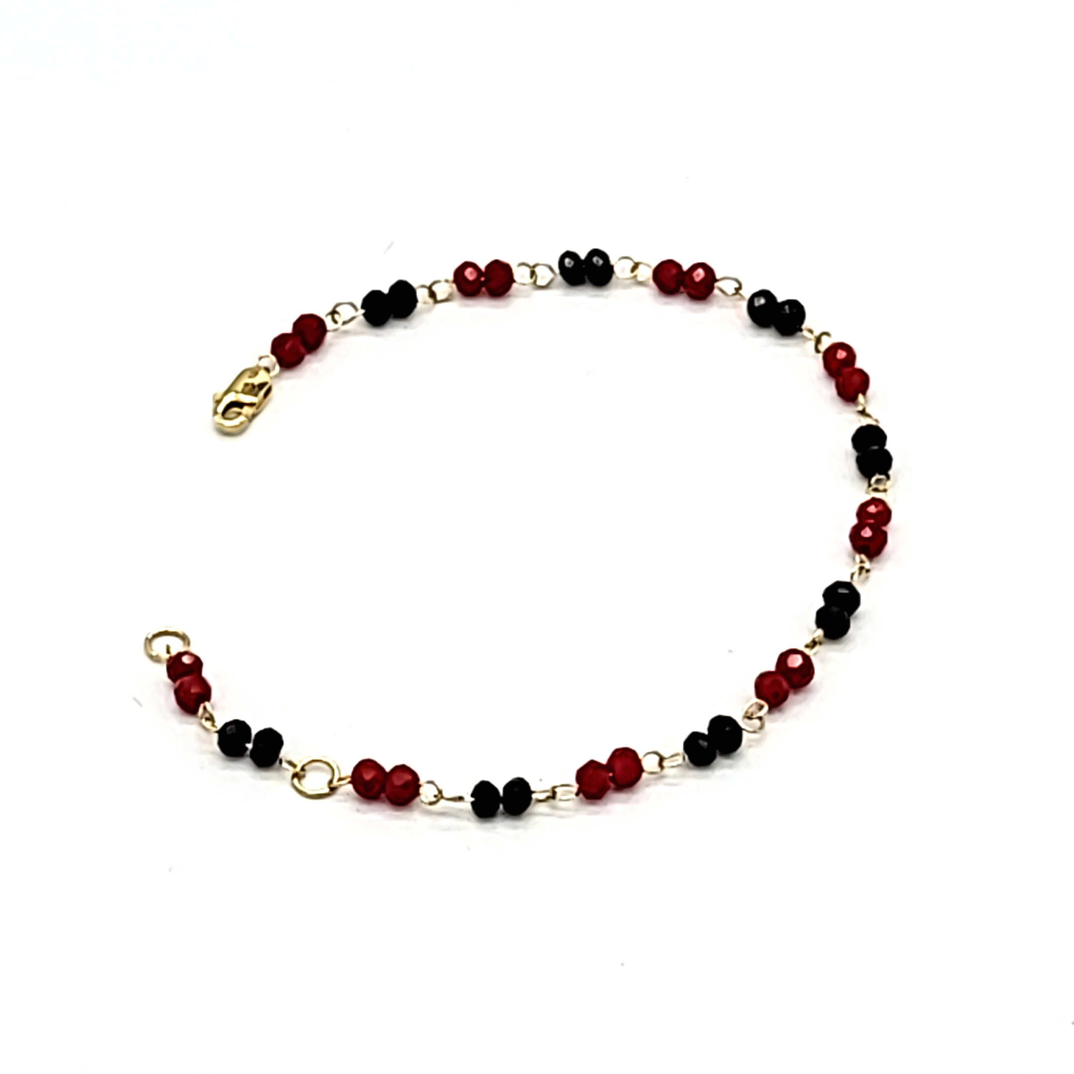 14K Yellow Gold Black/ Red Bead Bracelet 22000875| Shin Brothers* 14K Yellow Gold Black/ Red Bead Bracelet 22000875| Shin Brothers*
