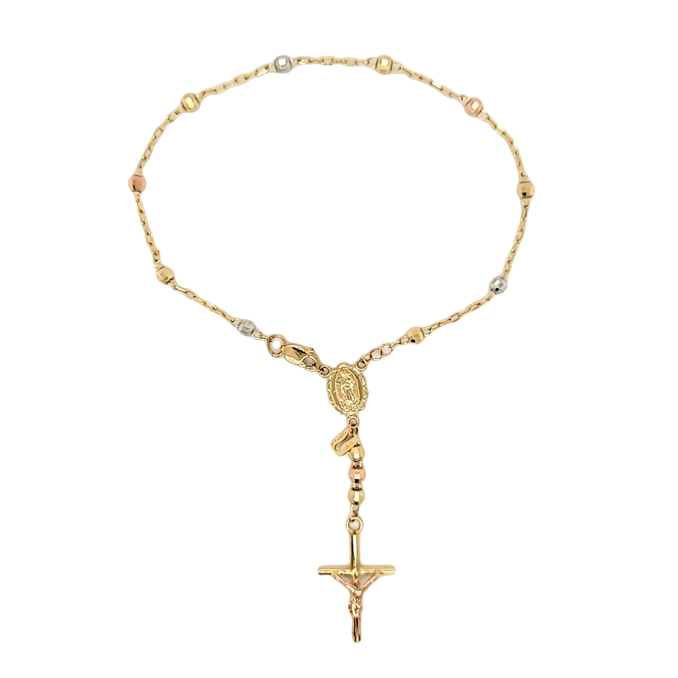 14K Tricolor Gold Rosary Bracelet 20001977 | Shin Brothers* 14K Tricolor Gold Rosary Bracelet 20001977 | Shin Brothers*