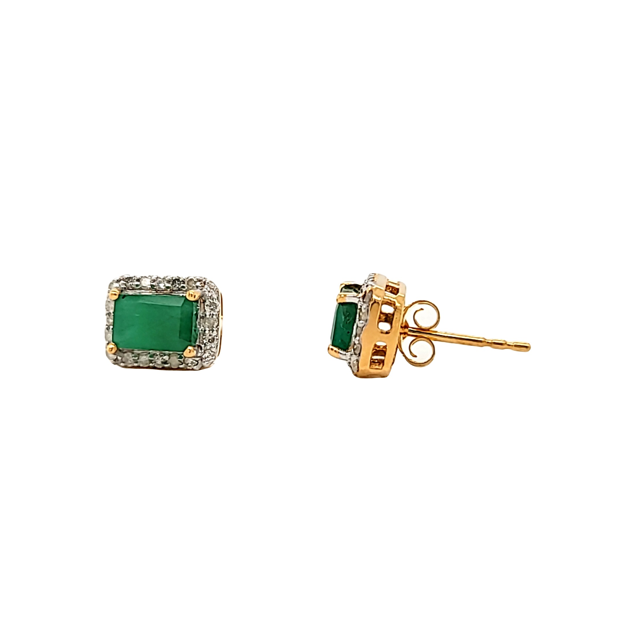 14K Yellow Gold Emerald/Diamond Stud Earrings 42003289 | Shin Brothers* 14K Yellow Gold Emerald/Diamond Stud Earrings 42003289 | Shin Brothers*