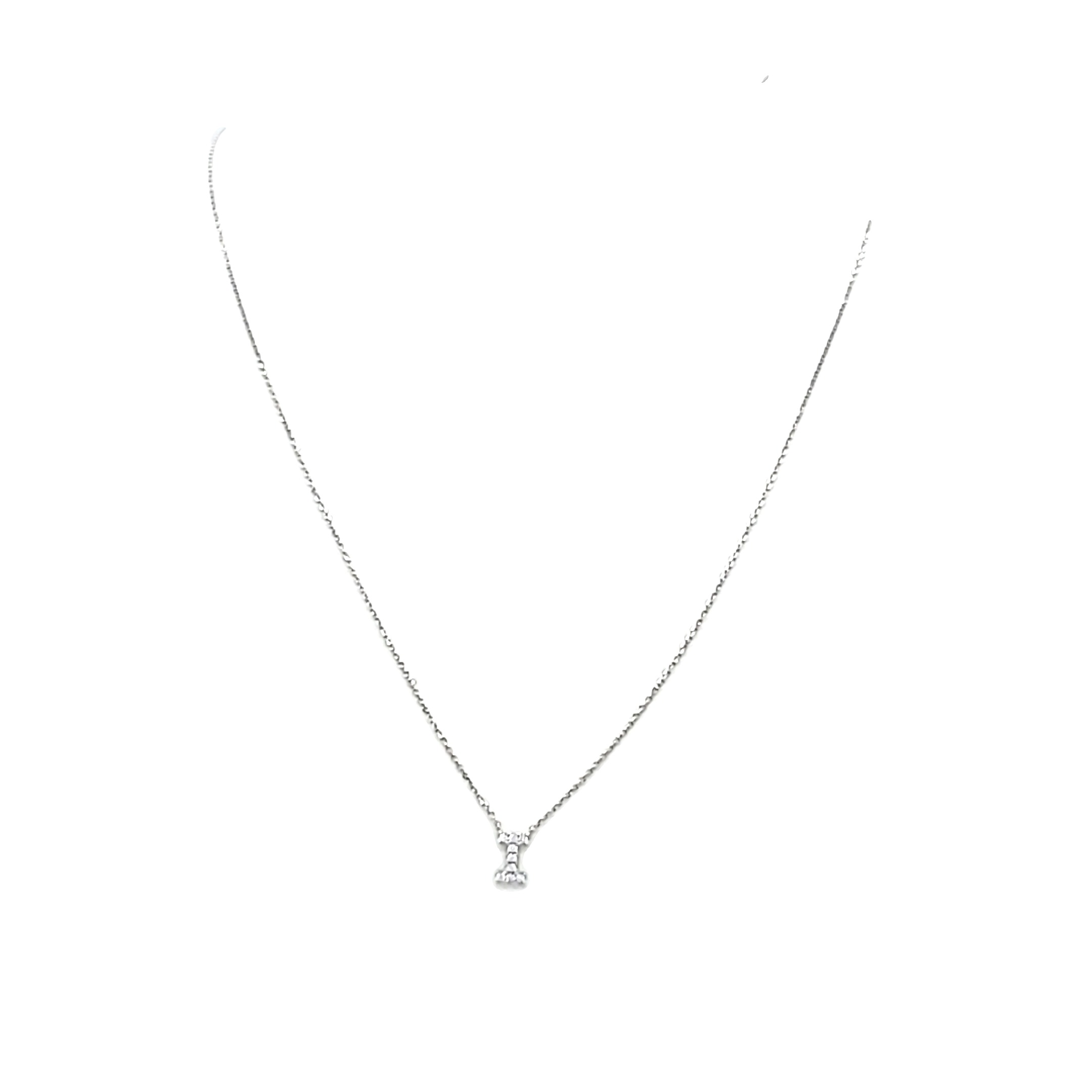 14K White Gold CZ "I" Initial Necklace 32000677 | Shin Brothers* 14K White Gold CZ "I" Initial Necklace 32000677 | Shin Brothers*