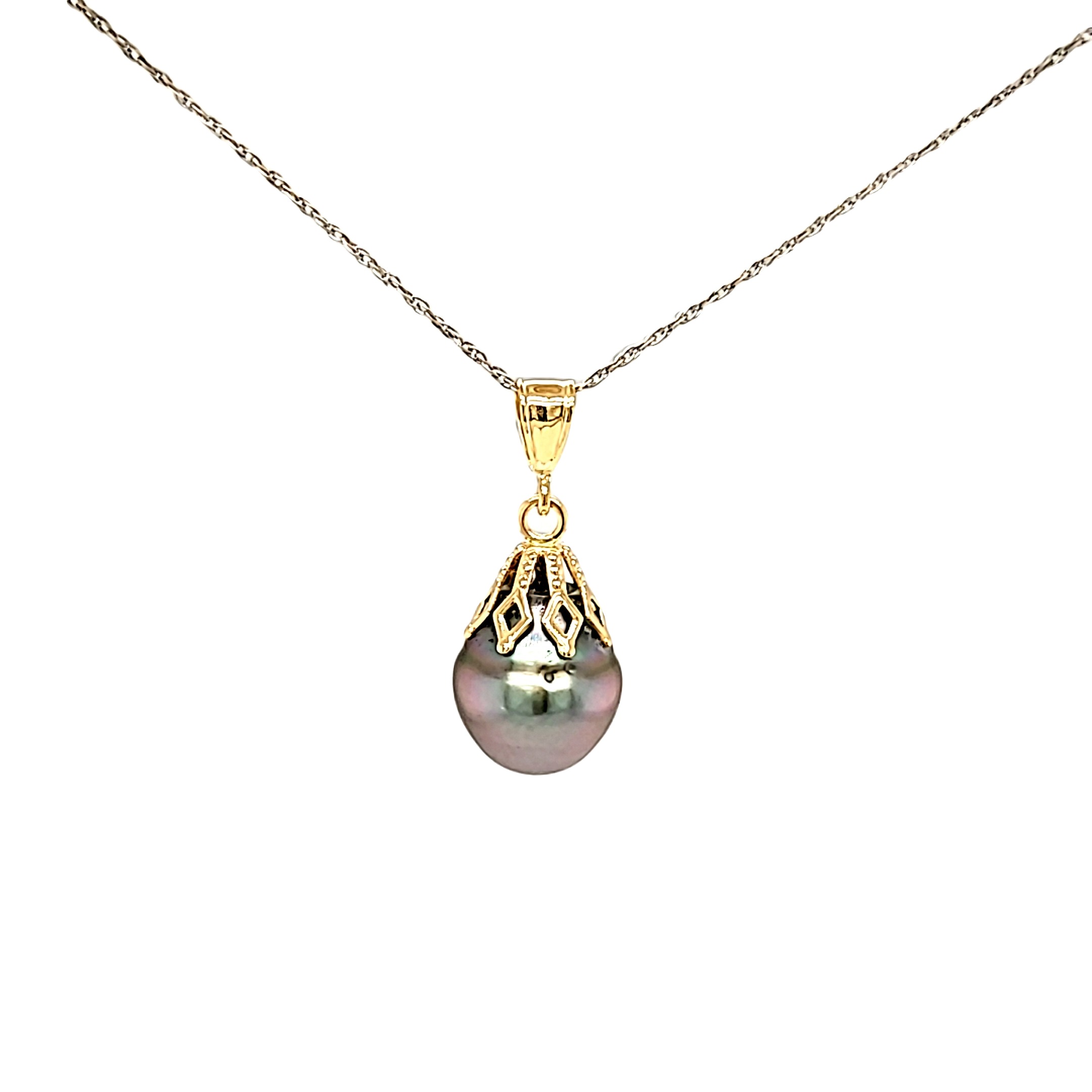 14K Yellow Gold Cultured Black Pearl Charm 52002210 | Shin Brothers* 14K Yellow Gold Cultured Black Pearl Charm 52002210 | Shin Brothers*
