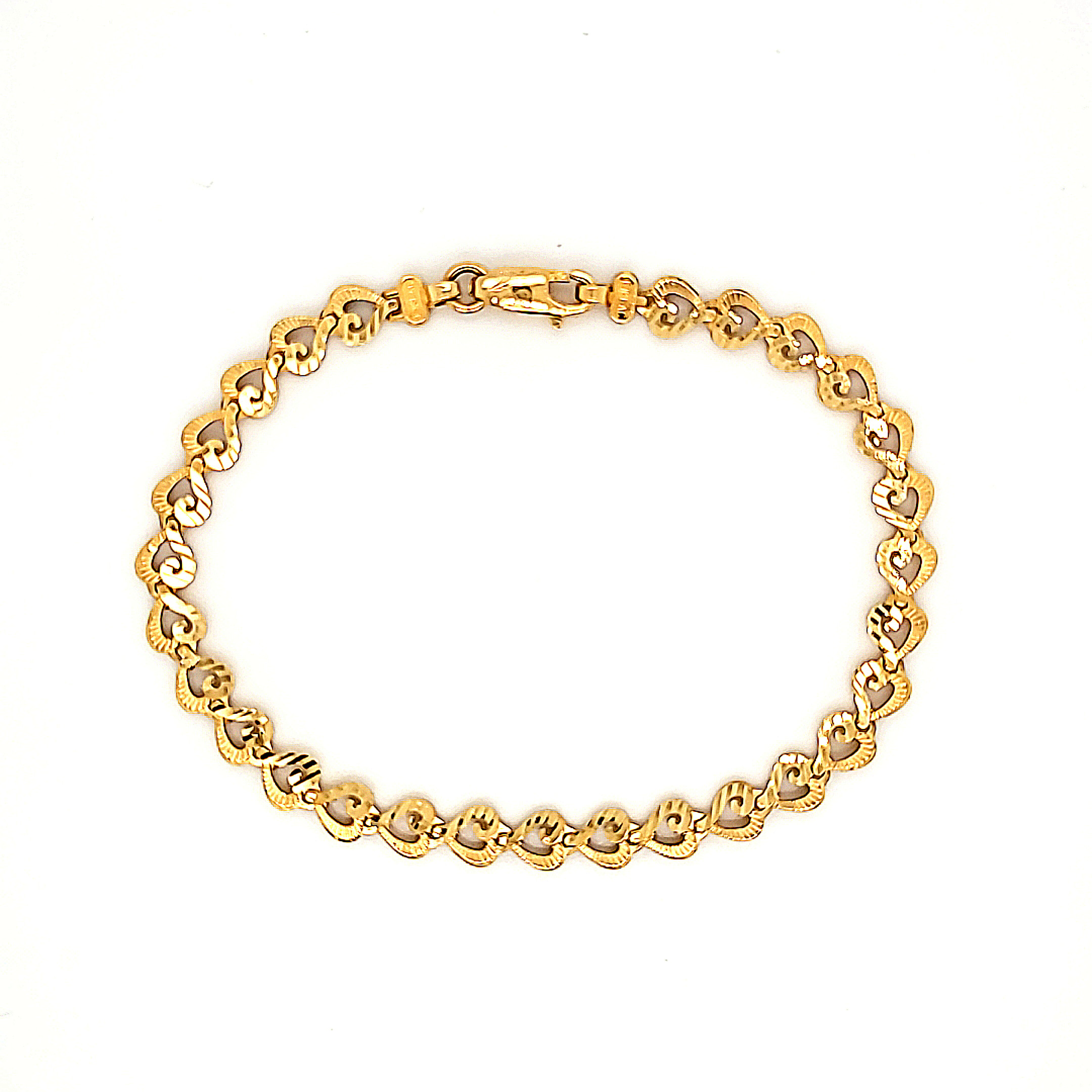 14K Yellow Gold 7.25" Hearts Bracelet 20001812 | Shin Brothers* 14K Yellow Gold 7.25" Hearts Bracelet 20001812 | Shin Brothers*