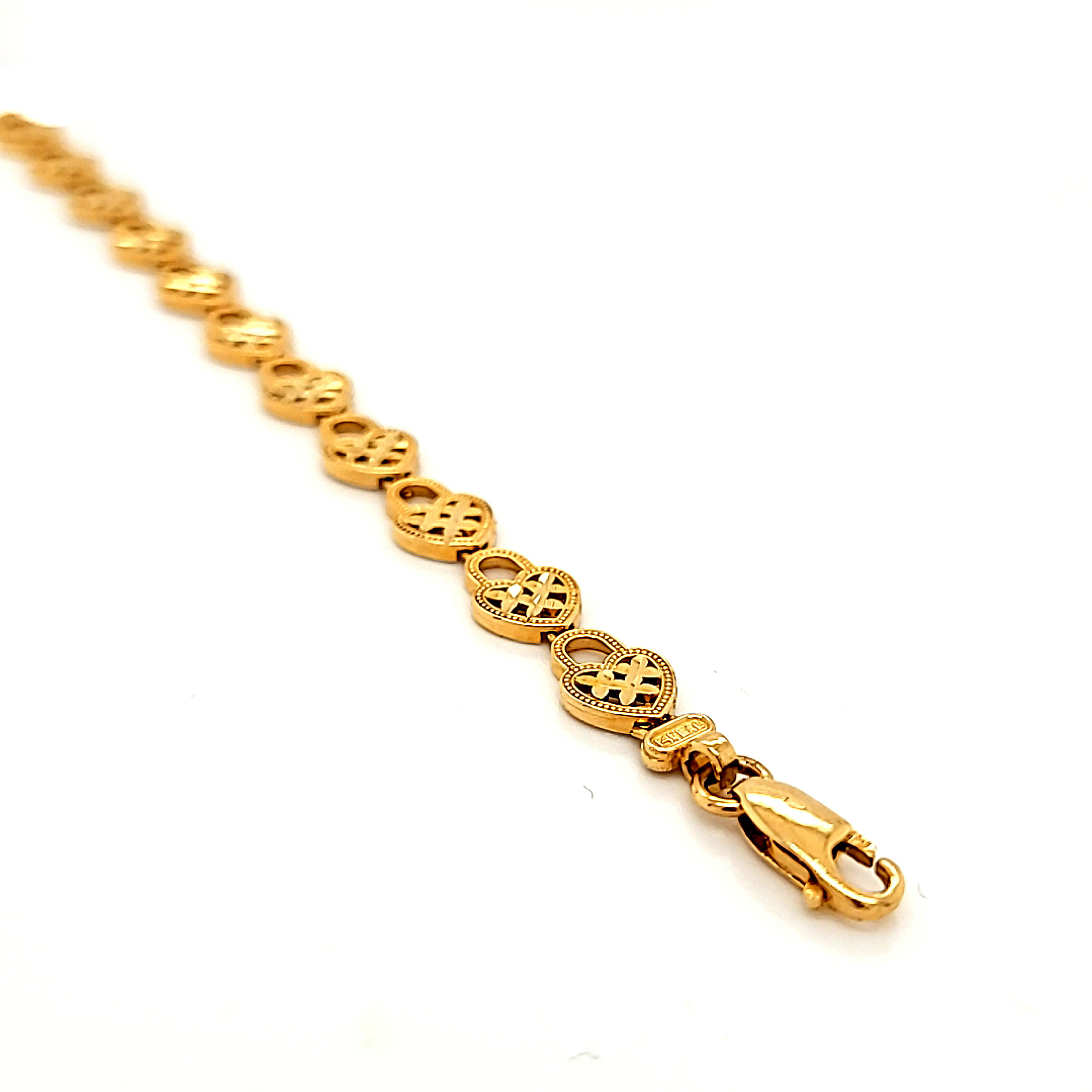 14K Yellow Gold 7.25" Hearts Bracelet 20001824 | Shin Brothers* 14K Yellow Gold 7.25" Hearts Bracelet 20001824 | Shin Brothers*