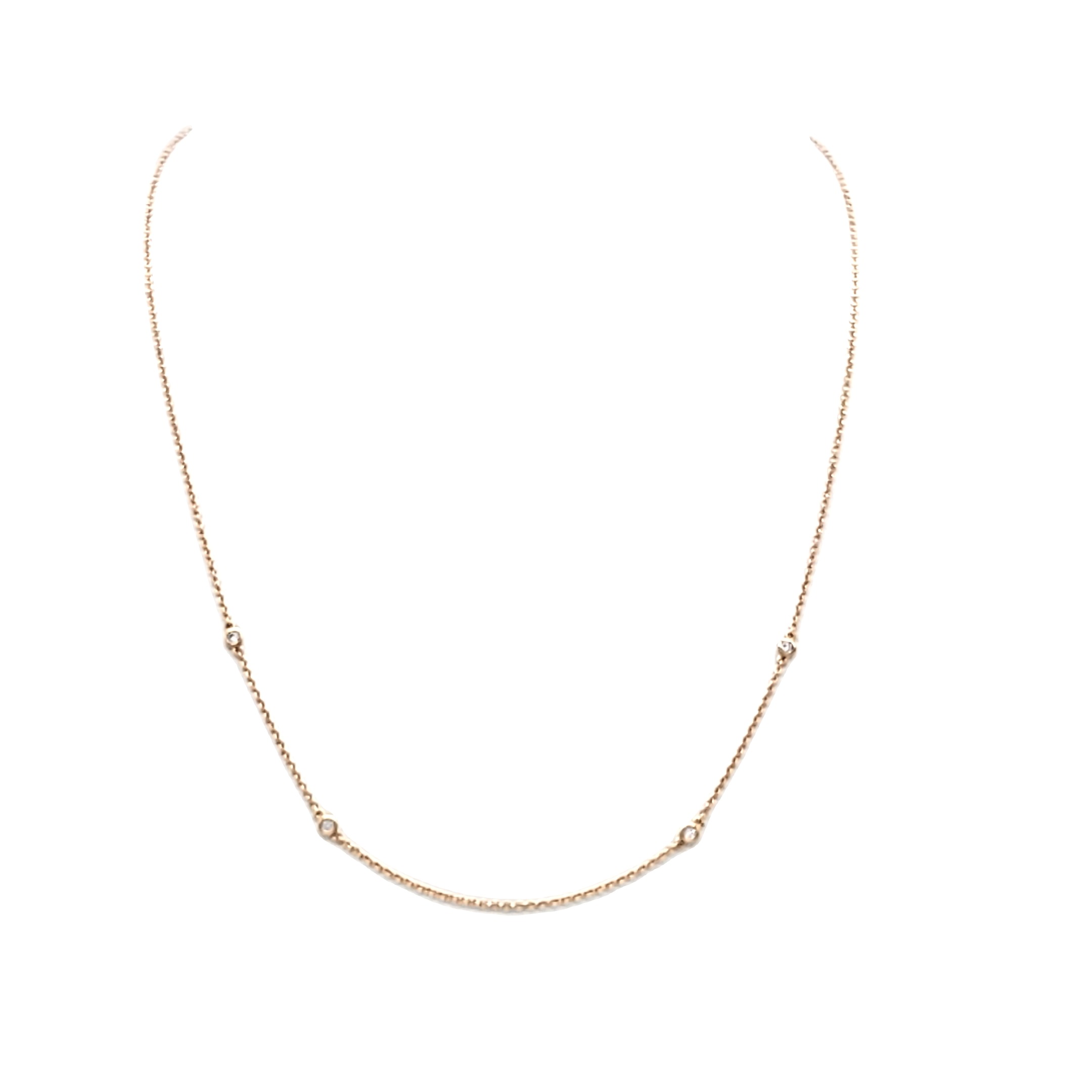 14K Rose Gold By The Yard Diamond Bezel Necklace 31001110 | Shin Brothers*