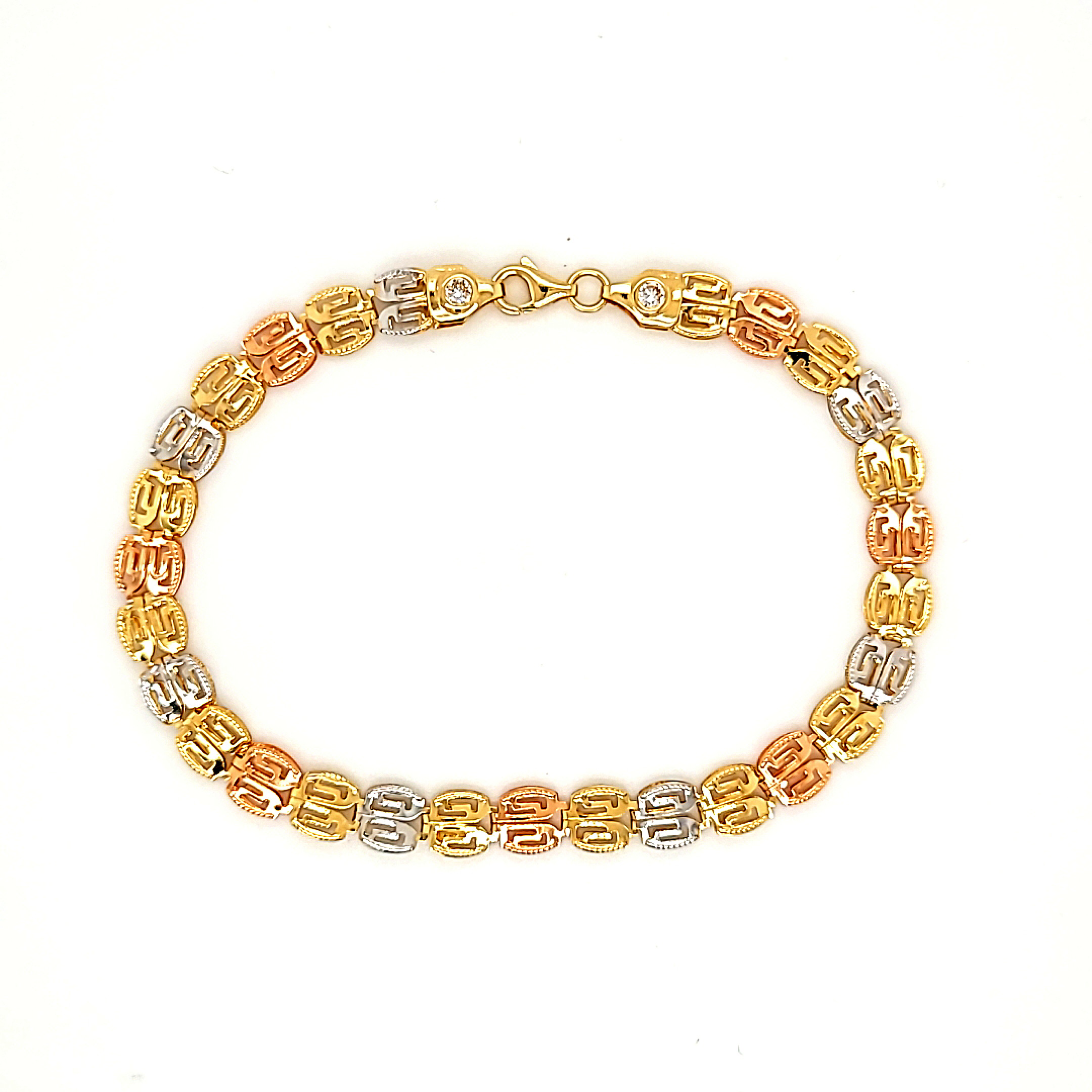 14K Tricolor Gold Fancy Link Bracelet 20001988 | Shin Brothers* 14K Tricolor Gold Fancy Link Bracelet 20001988 | Shin Brothers*