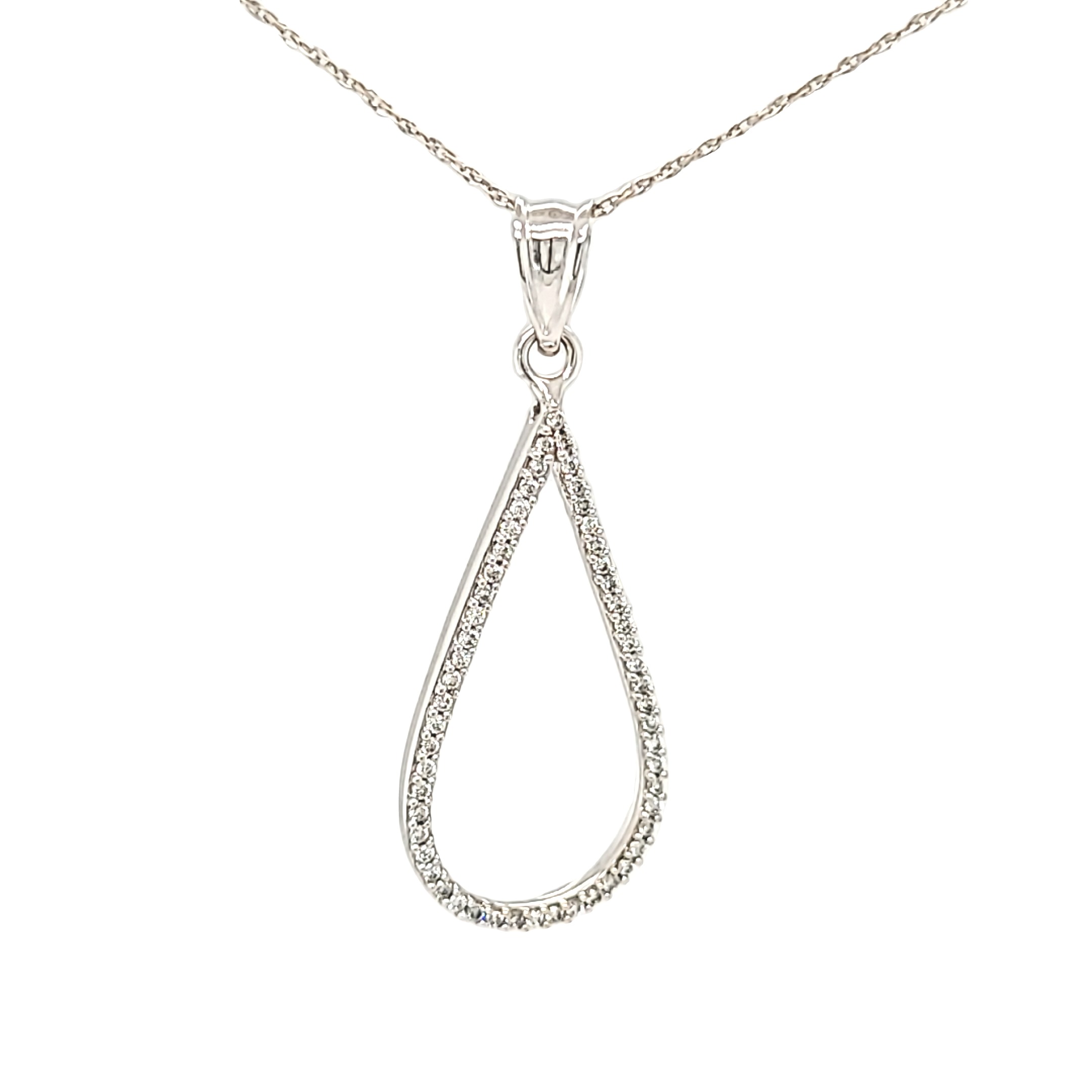 14K White Gold 1/2 ctw Diamond Teardrop Pendant 51002108 | Shin Brothers*