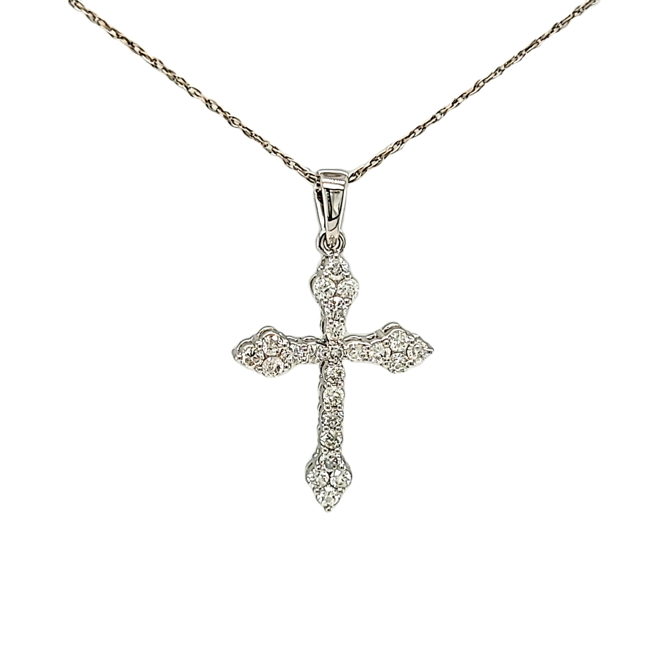 14K White Gold Diamond Cross Charm 51002115 | Shin Brothers* 14K White Gold Diamond Cross Charm 51002115 | Shin Brothers*
