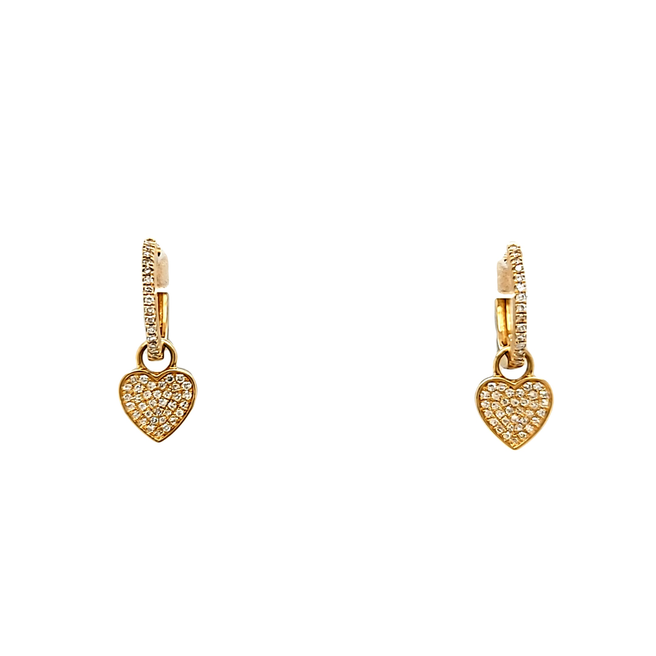 14K Yellow Gold Diamond Heart Huggie Earrings 41002569 | Shin Brothers* 14K Yellow Gold Diamond Heart Huggie Earrings 41002569 | Shin Brothers*