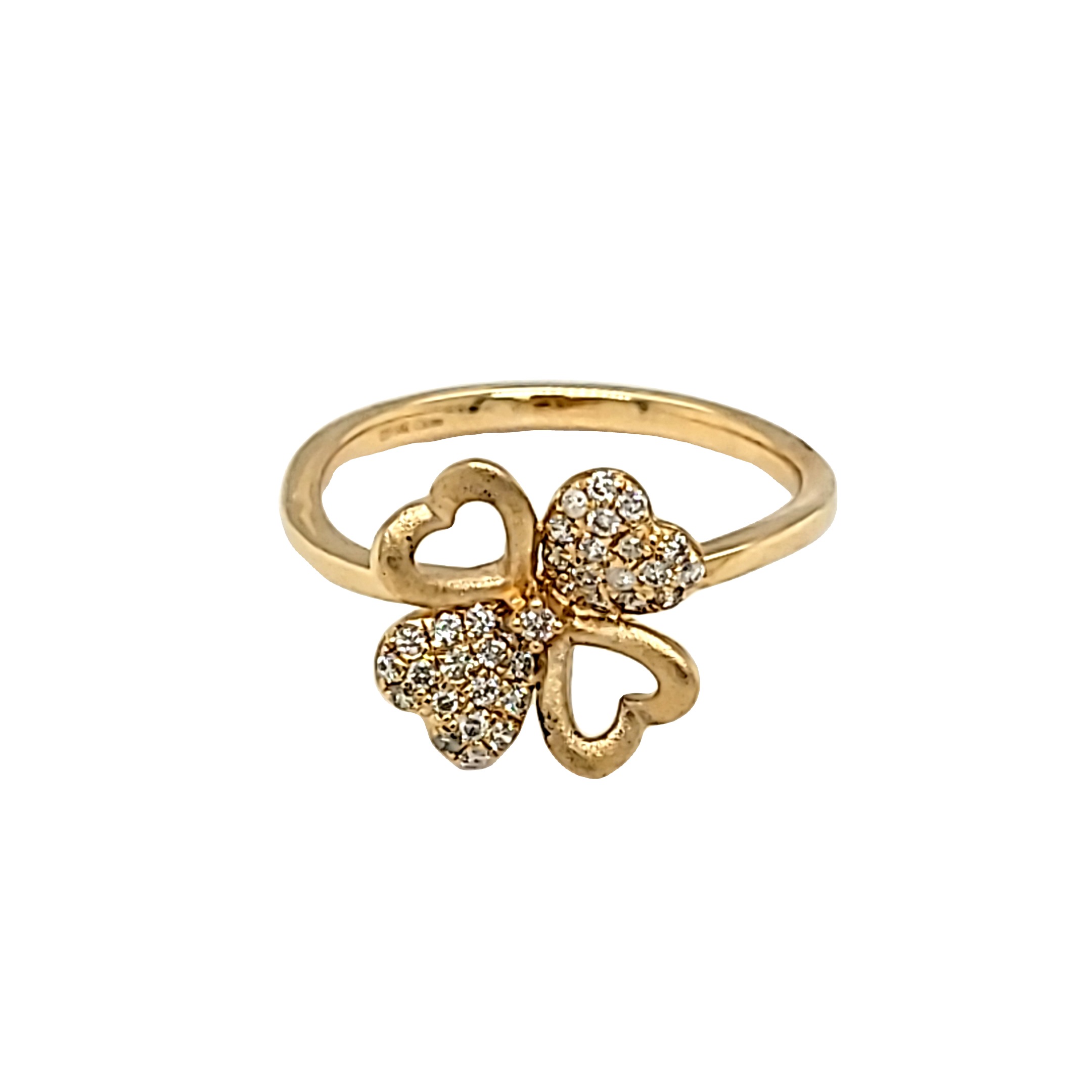 14K Yellow Gold Diamond Clover Ring 11006790 | Shin Brothers* 14K Yellow Gold Diamond Clover Ring 11006790 | Shin Brothers*
