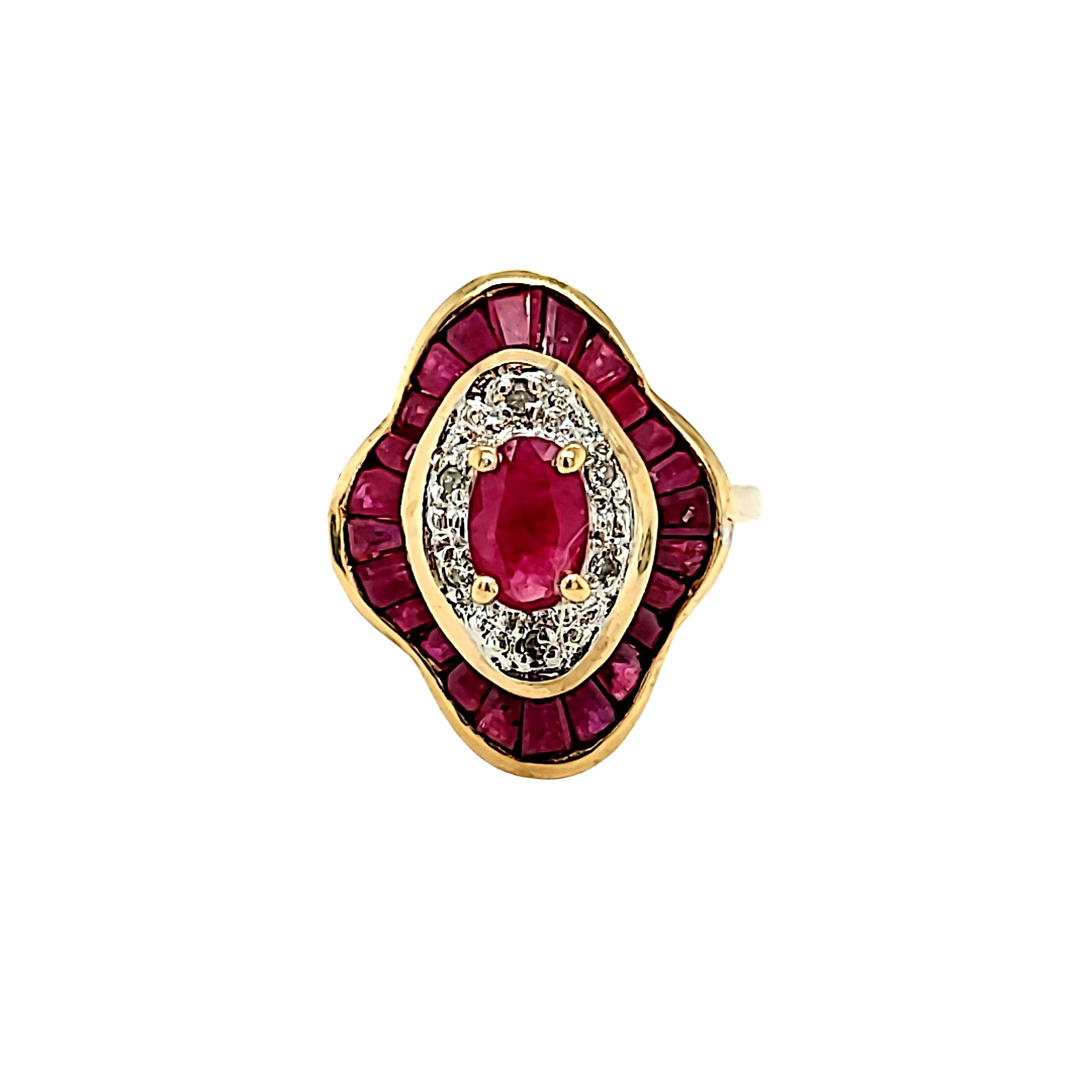 10K Yellow Gold Ruby Diamond Fancy Ring 19000259 | Shin Brothers* 10K Yellow Gold Ruby Diamond Fancy Ring 19000259 | Shin Brothers*