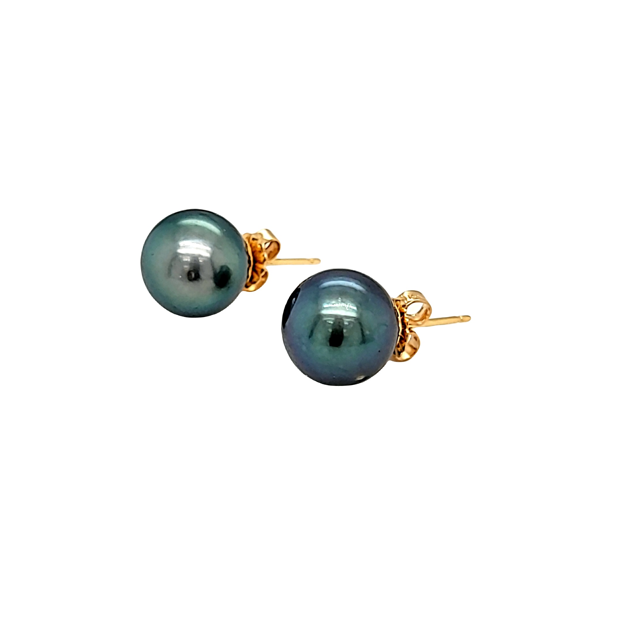 14K Yellow Gold 10mm Black Cultured Pearl Earrings 42003307 | Shin Brothers* 14K Yellow Gold 10mm Black Cultured Pearl Earrings 42003307 | Shin Brothers*