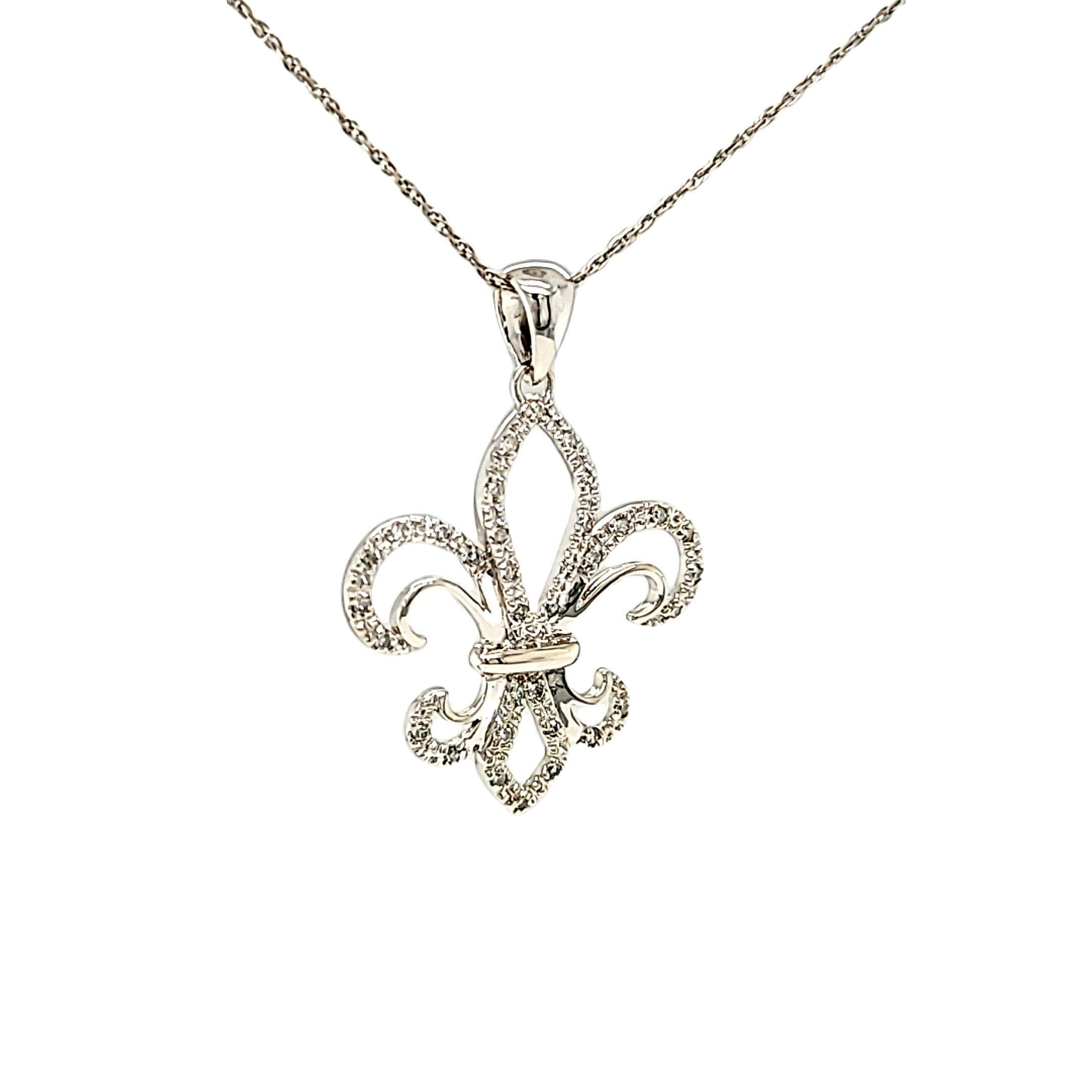 14K White Gold Diamond Fleur De Lis Charm 51002128 | Shin Brothers* 14K White Gold Diamond Fleur De Lis Charm 51002128 | Shin Brothers*