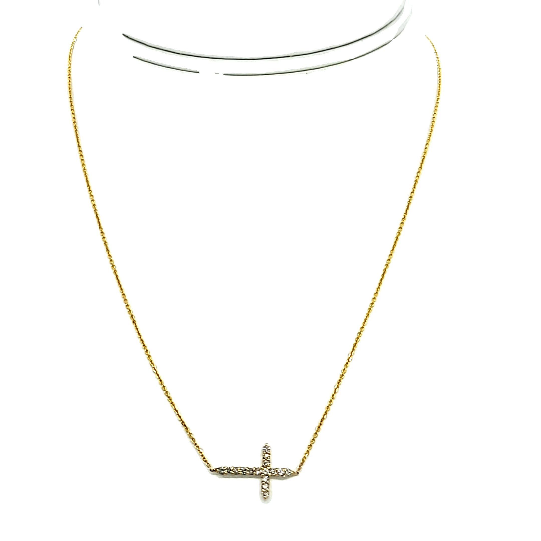 14K Yellow Gold Diamond Cross Necklace 31001122 | Shin Brothers* 14K Yellow Gold Diamond Cross Necklace 31001122 | Shin Brothers*