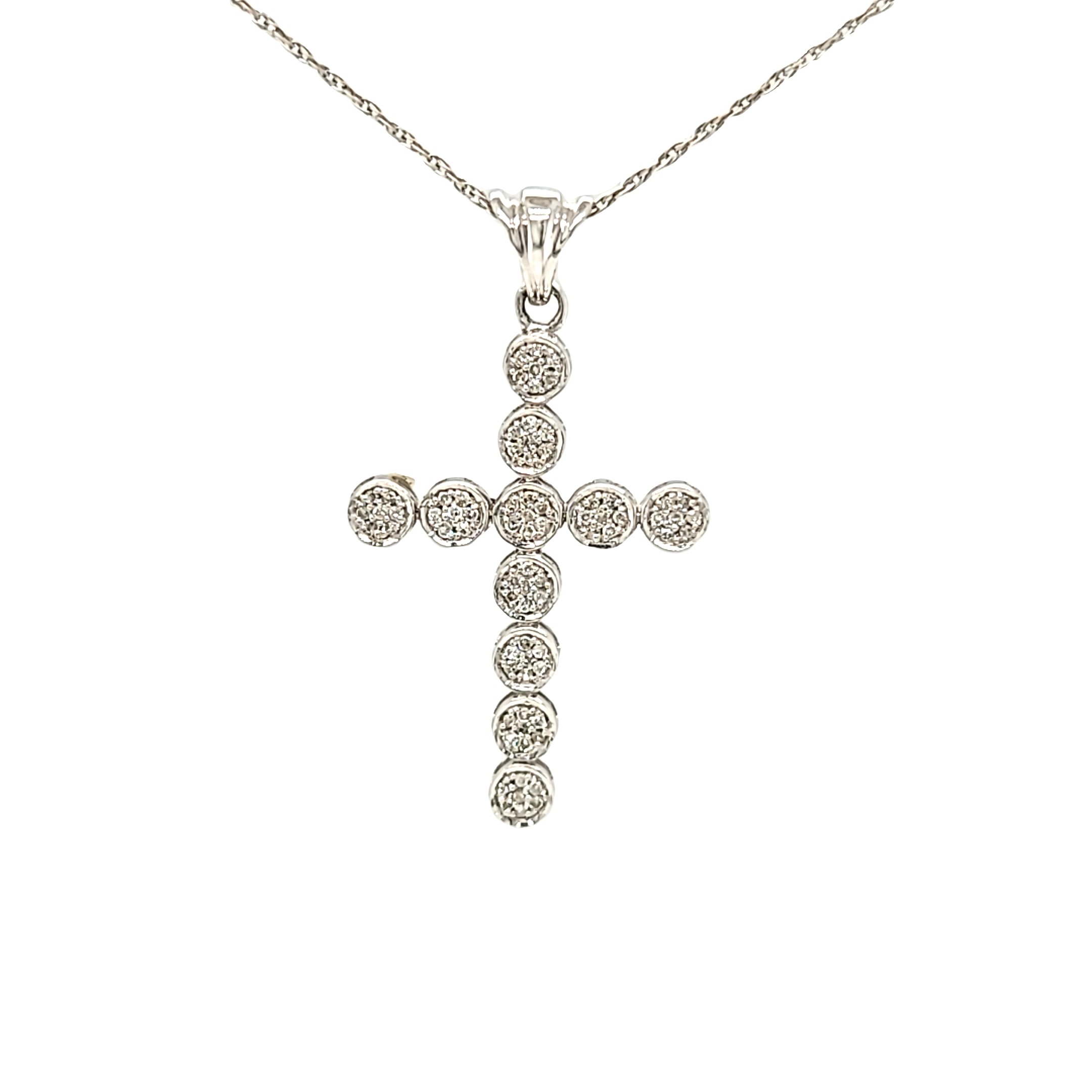 14K White Gold Bubble Diamond Cross Charm 51000672 | Shin Brothers* 14K White Gold Bubble Diamond Cross Charm 51000672 | Shin Brothers*