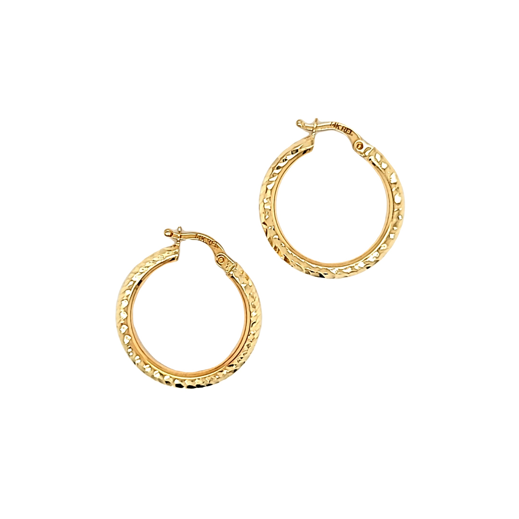14K Yellow Gold Diamond Cut 24mm Hoop Earrings 40003010 | Shin Brothers*