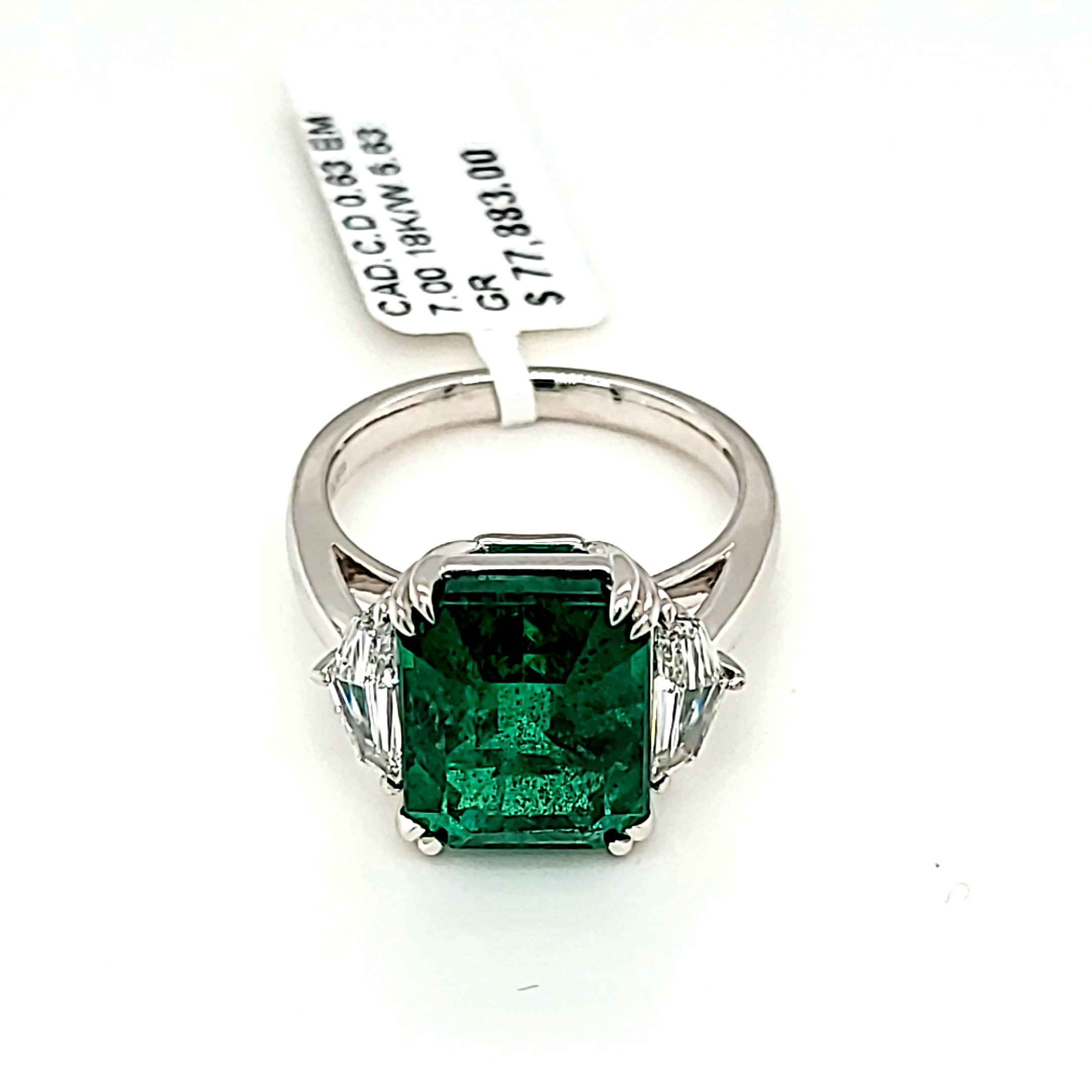 18K White Gold 7 ct Emerald with Diamond Accents Ring 52001066 | Shin Brothers*