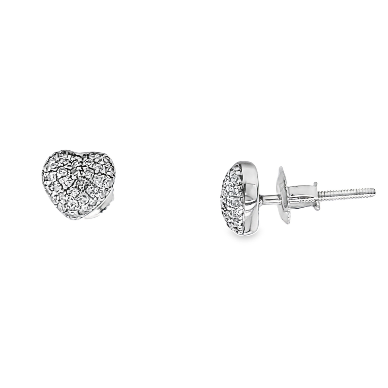 14K White Gold Diamond Heart Stud Earrings 41002592 | Shin Brothers*