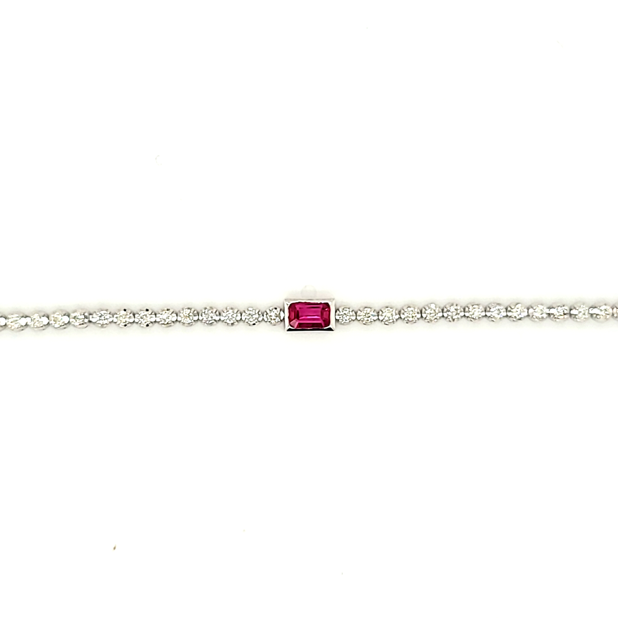 14K White Gold Ruby Diamond Adjustable Bracelet 22000900 | Shin Brothers*