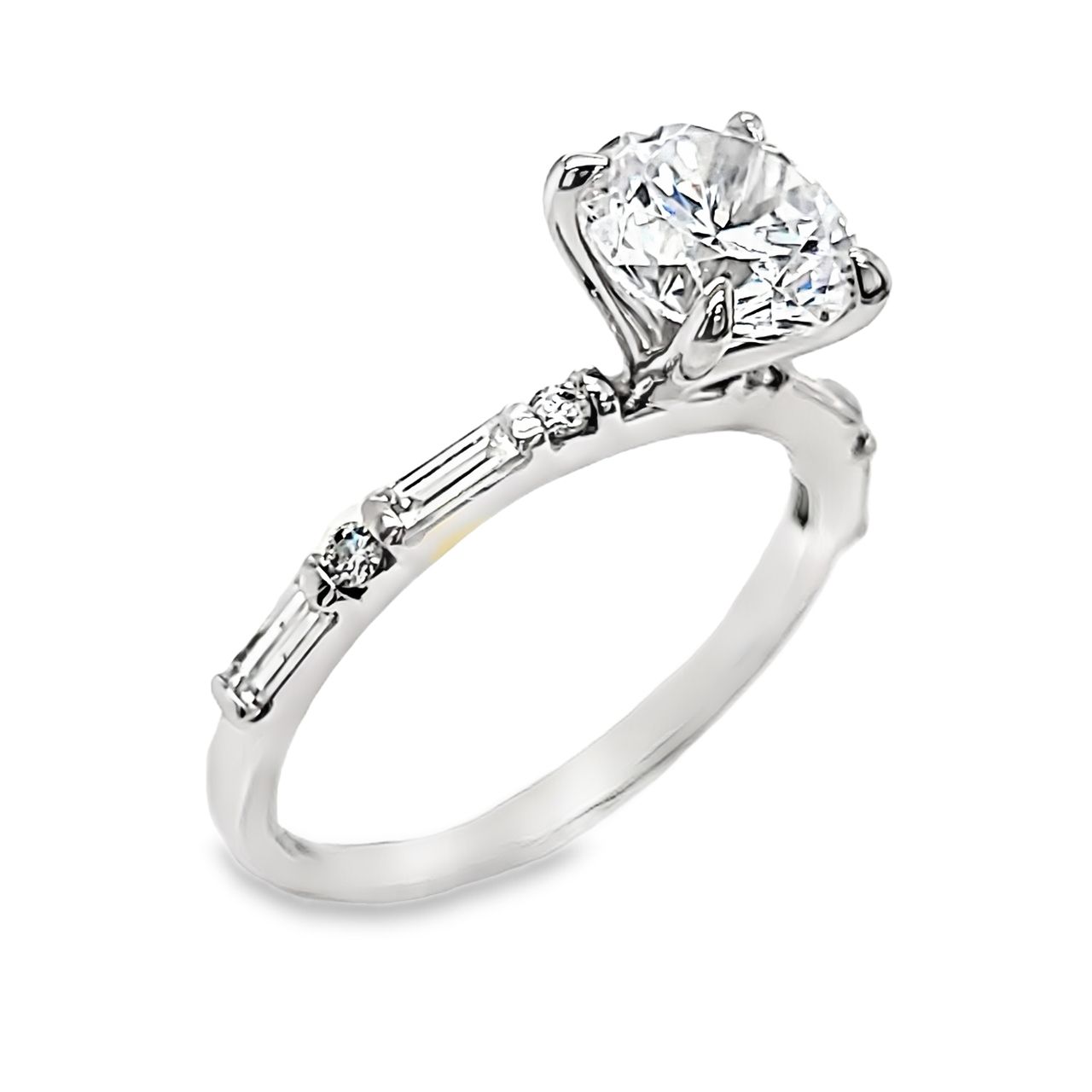 14K White Gold CZ Engagement Ring with Diamond Accents 12002988 | Shin Brothers*