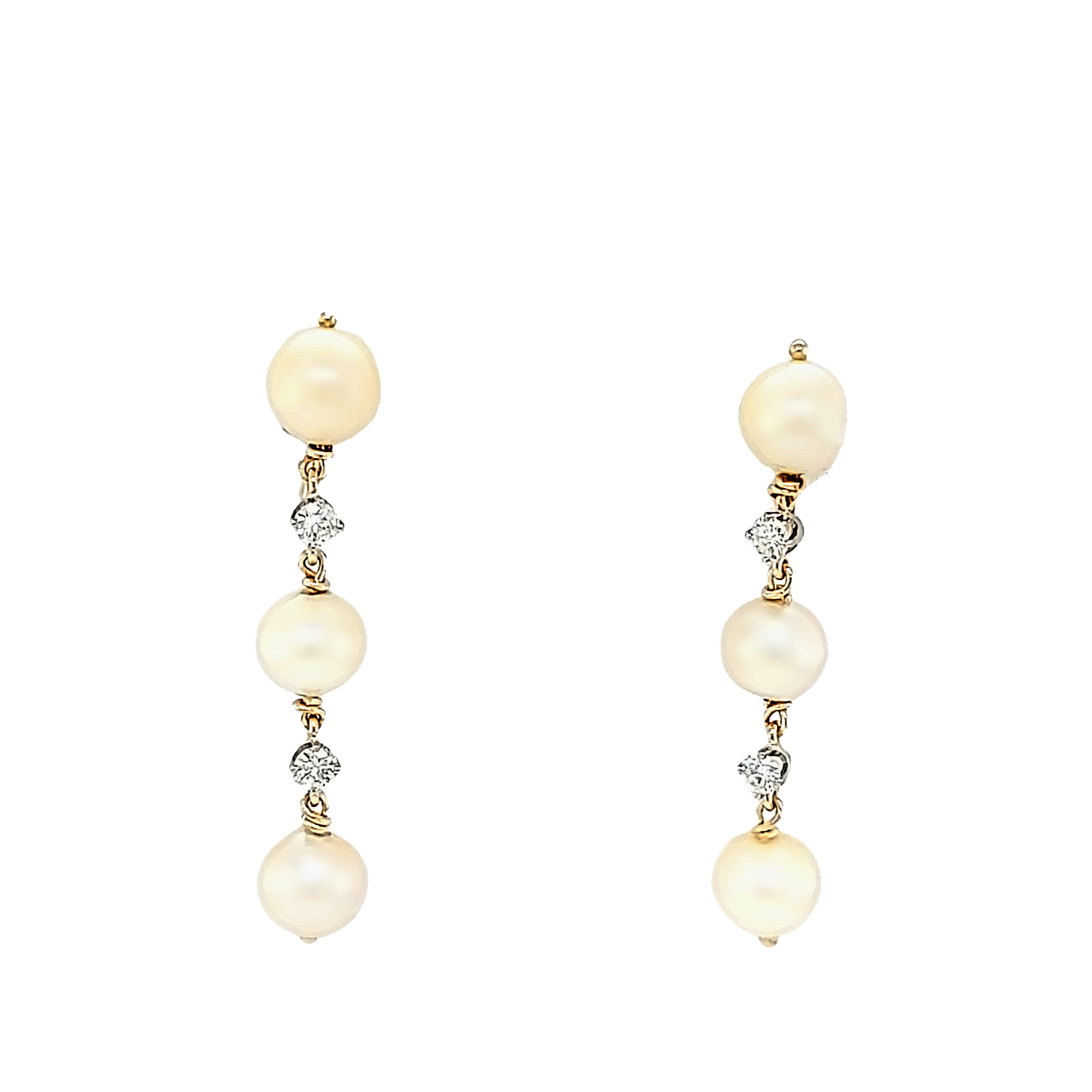 14K Yellow Gold Cultured Pearl Drop Earrings 42003317 | Shin Brothers* 14K Yellow Gold Cultured Pearl Drop Earrings 42003317 | Shin Brothers*
