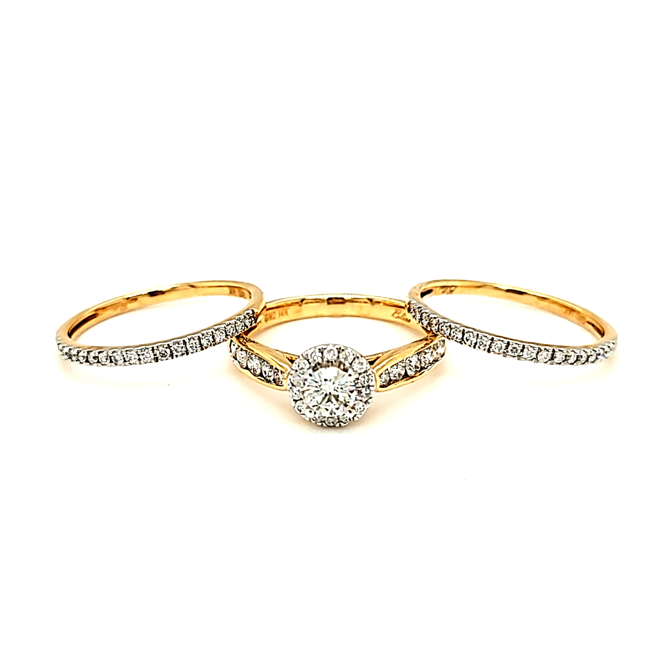 14K Yellow Gold Diamond Engagement Ring / Wedding Bands Bridal Set 11005734 | Shin Brothers* 14K Yellow Gold Diamond Engagement Ring / Wedding Bands Bridal Set 11005734 | Shin Brothers*