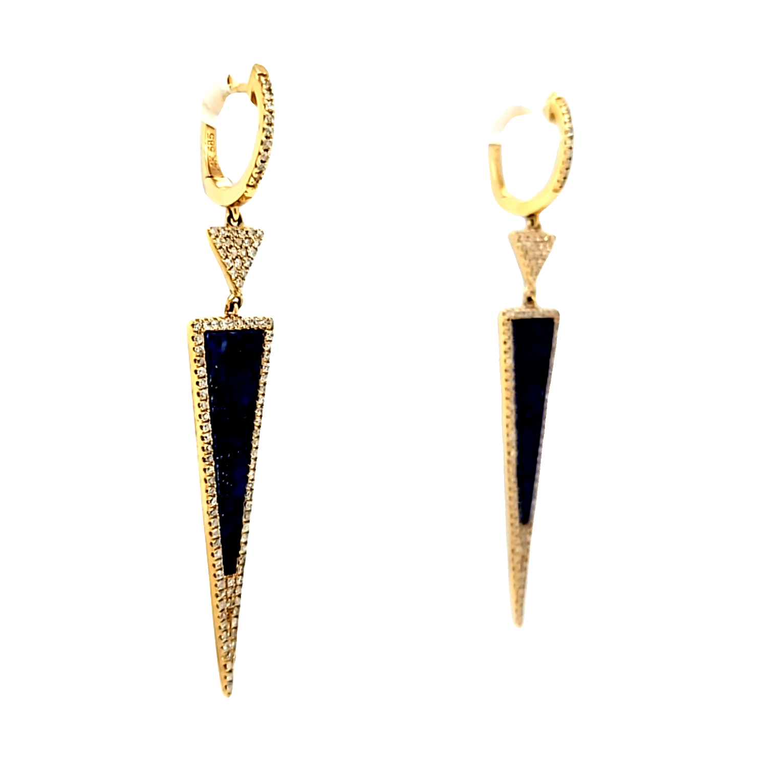 14K Yellow Gold Lapis/Diamond Drop Earrings 42003323 | Shin Brothers*