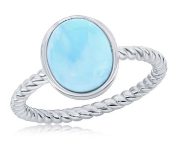 Sterling Silver Oval-Shaped Larimar Ring 81010816 | Shin Brothers*