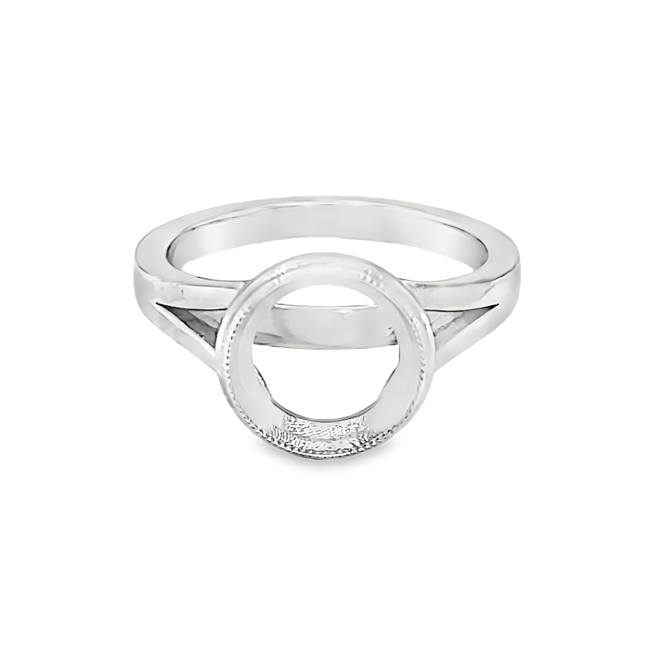 14K White Gold Bezel Ring Setting 10017743 | Shin Brothers*