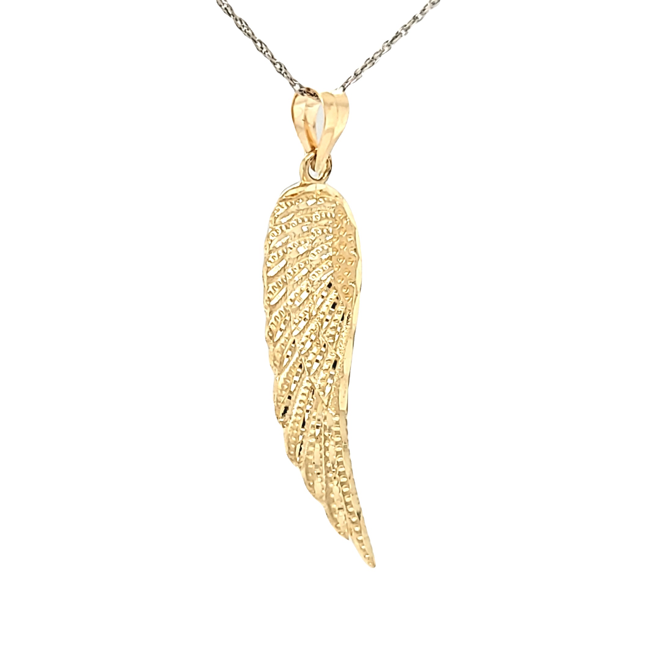 14K Yellow Gold Angel Wing Diamond Cut Pendant 50004006 | Shin Brothers Jewelers * 14K Yellow Gold Angel Wing Diamond Cut Pendant 50004006 | Shin Brothers Jewelers *