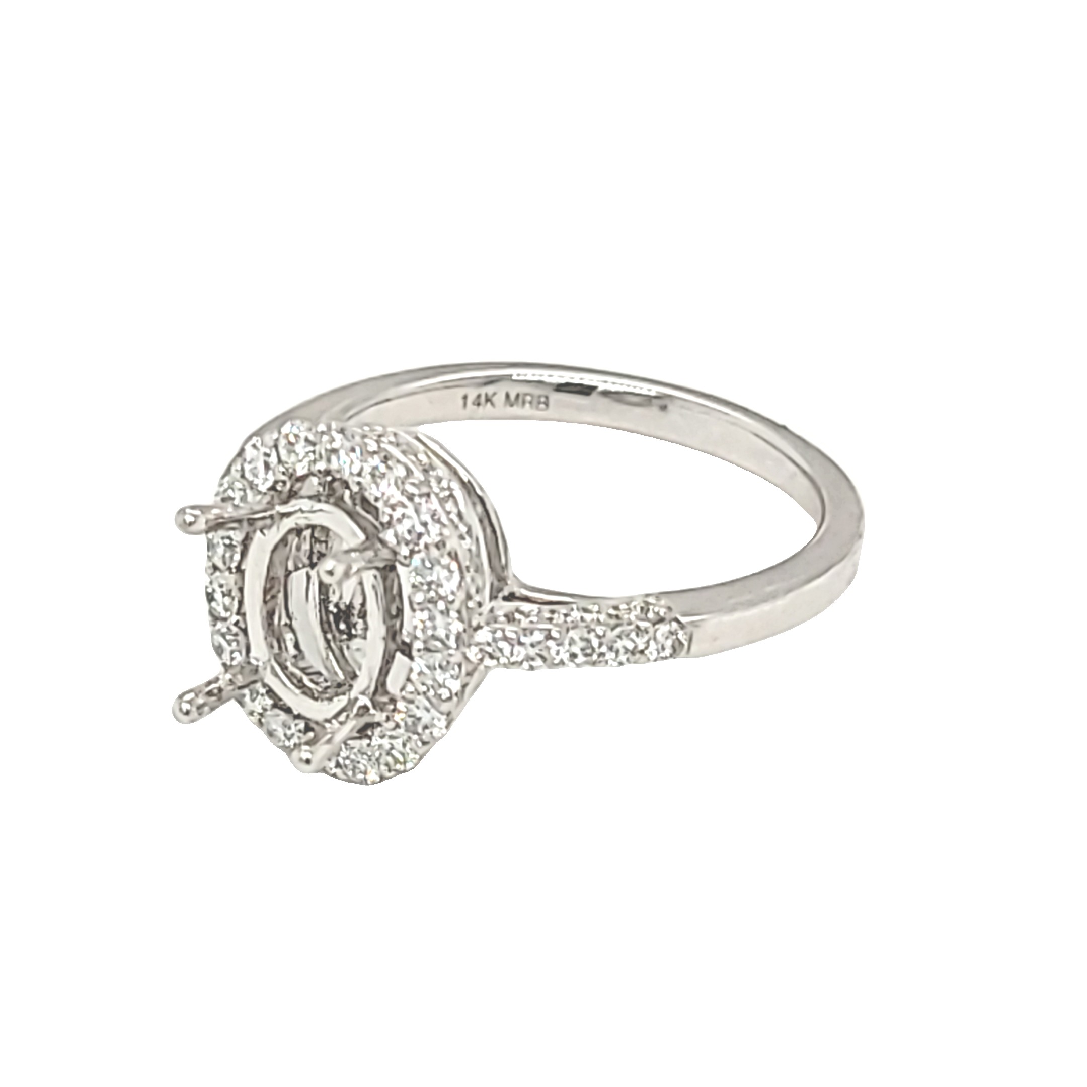 14K White Gold Diamond Engagement Ring Halo Single Prong Setting 11006851 | Shin Brothers*