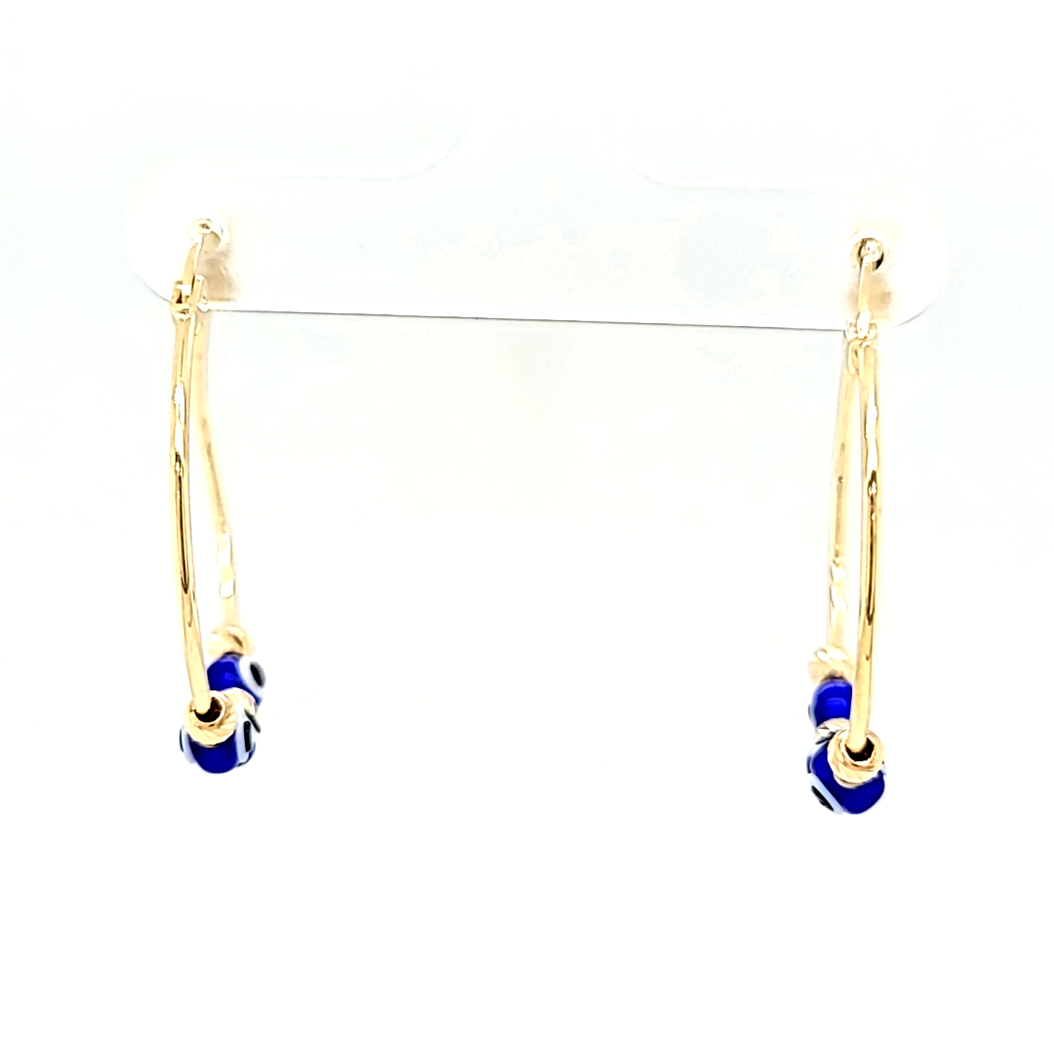 14K Yellow Gold Dark Blue Evil Eye Hoop Earrings 42003332 | Shin Brothers* 14K Yellow Gold Dark Blue Evil Eye Hoop Earrings 42003332 | Shin Brothers*