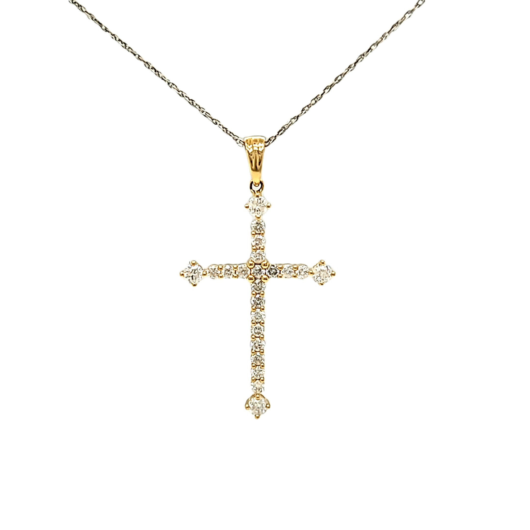 14K Yellow Gold Diamond Cross Charm 51002140 | Shin Brothers* 14K Yellow Gold Diamond Cross Charm 51002140 | Shin Brothers*