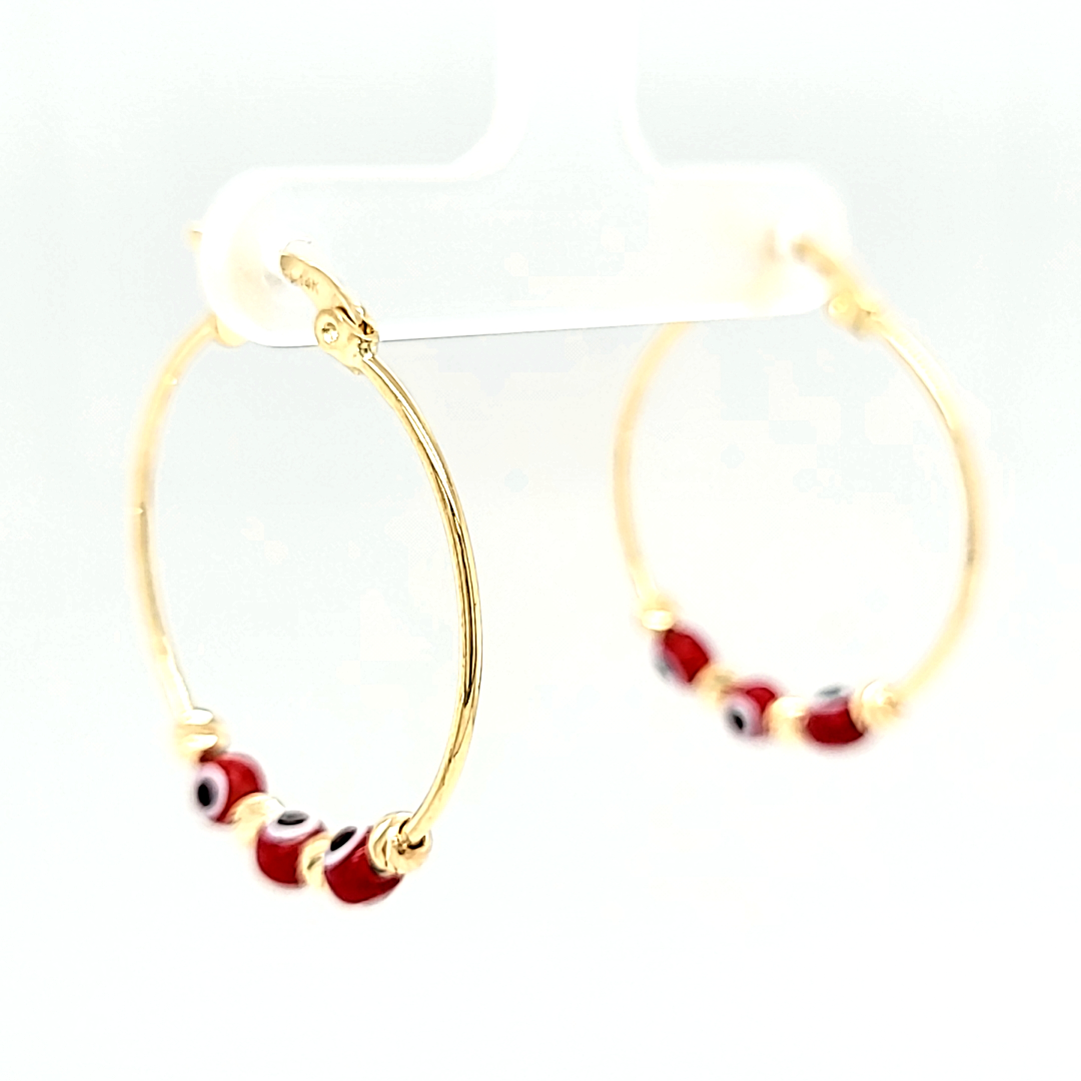 14K Yellow Gold Red Evil Eye Hoop Earrings 42003335 | Shin Brothers* 14K Yellow Gold Red Evil Eye Hoop Earrings 42003335 | Shin Brothers*
