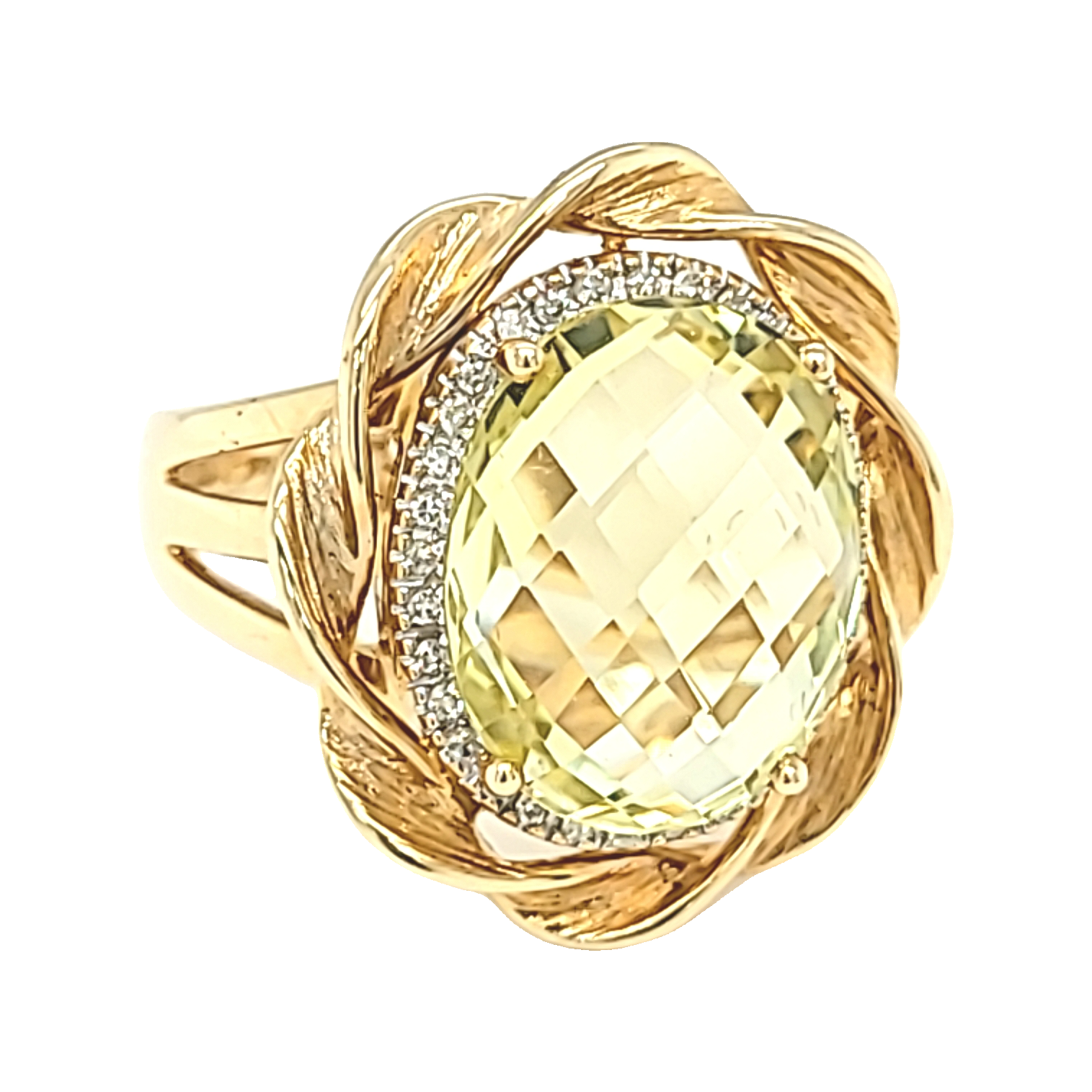 14K Yellow Gold Lemon Quartz Floral Ring 12003024 | Shin Brothers 
