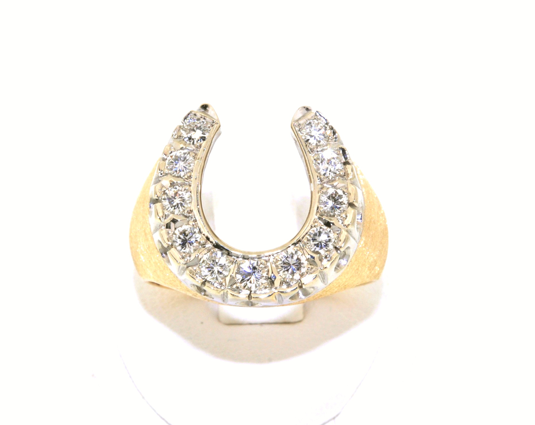  14K Yellow Gold Horseshoe Men's Diamond Ring Size 14 11003135 | Shin Brothers * 