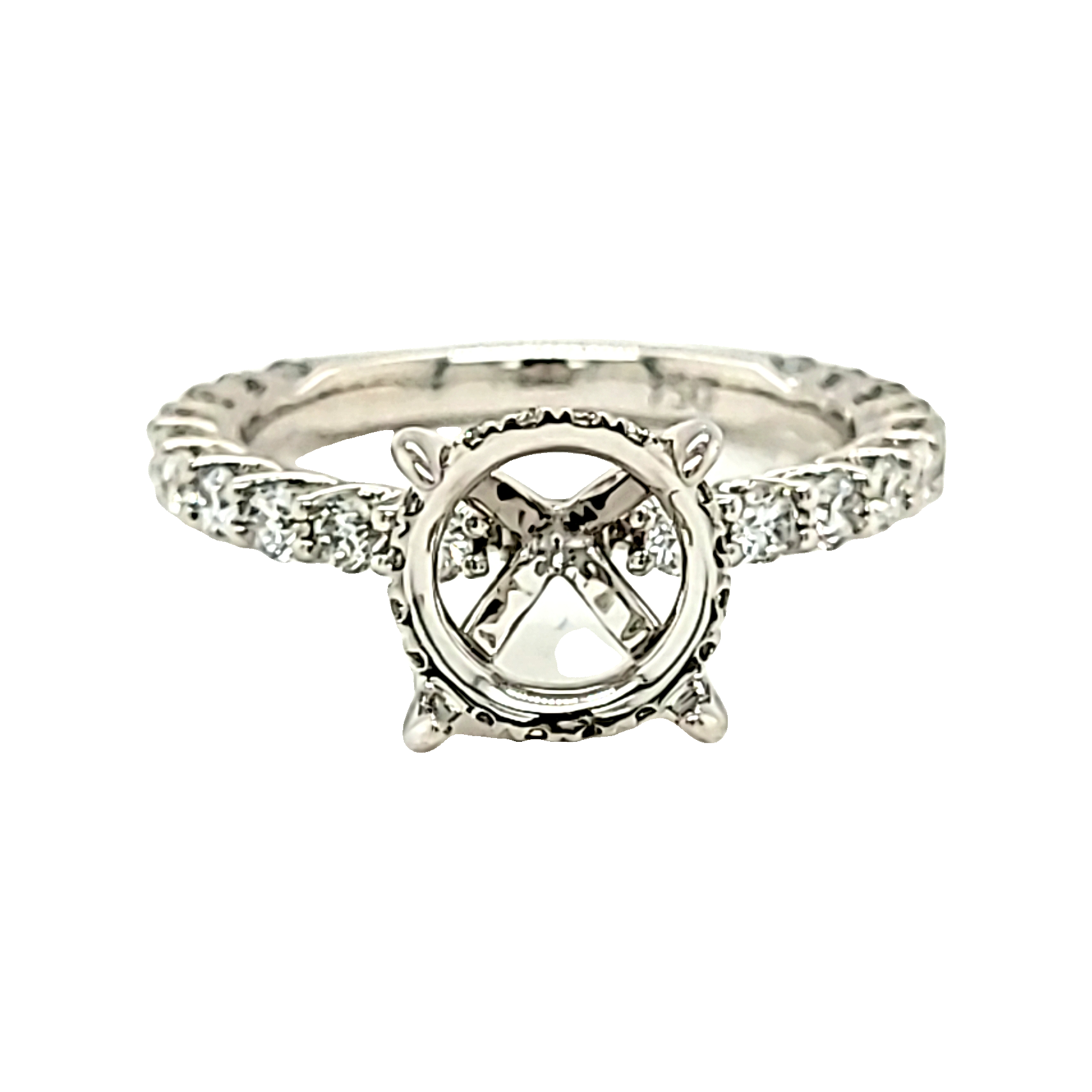 18K White Gold 1.01ctw Diamond Round Engagement Ring Setting 11006861 | Shin Brothers*