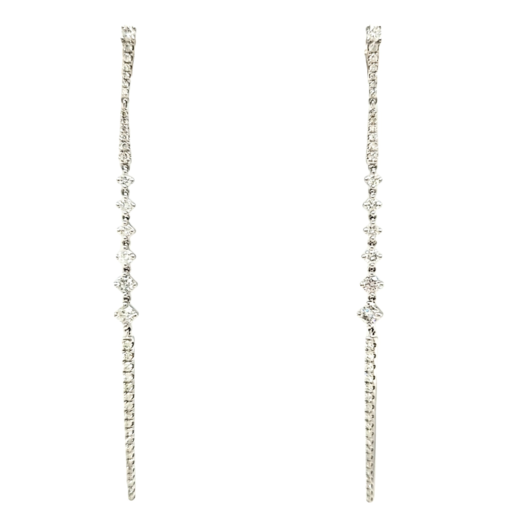 14K White Gold Hanging Diamond Bar Earrings 41002614 | Shin Brothers* 14K White Gold Hanging Diamond Bar Earrings 41002614 | Shin Brothers*