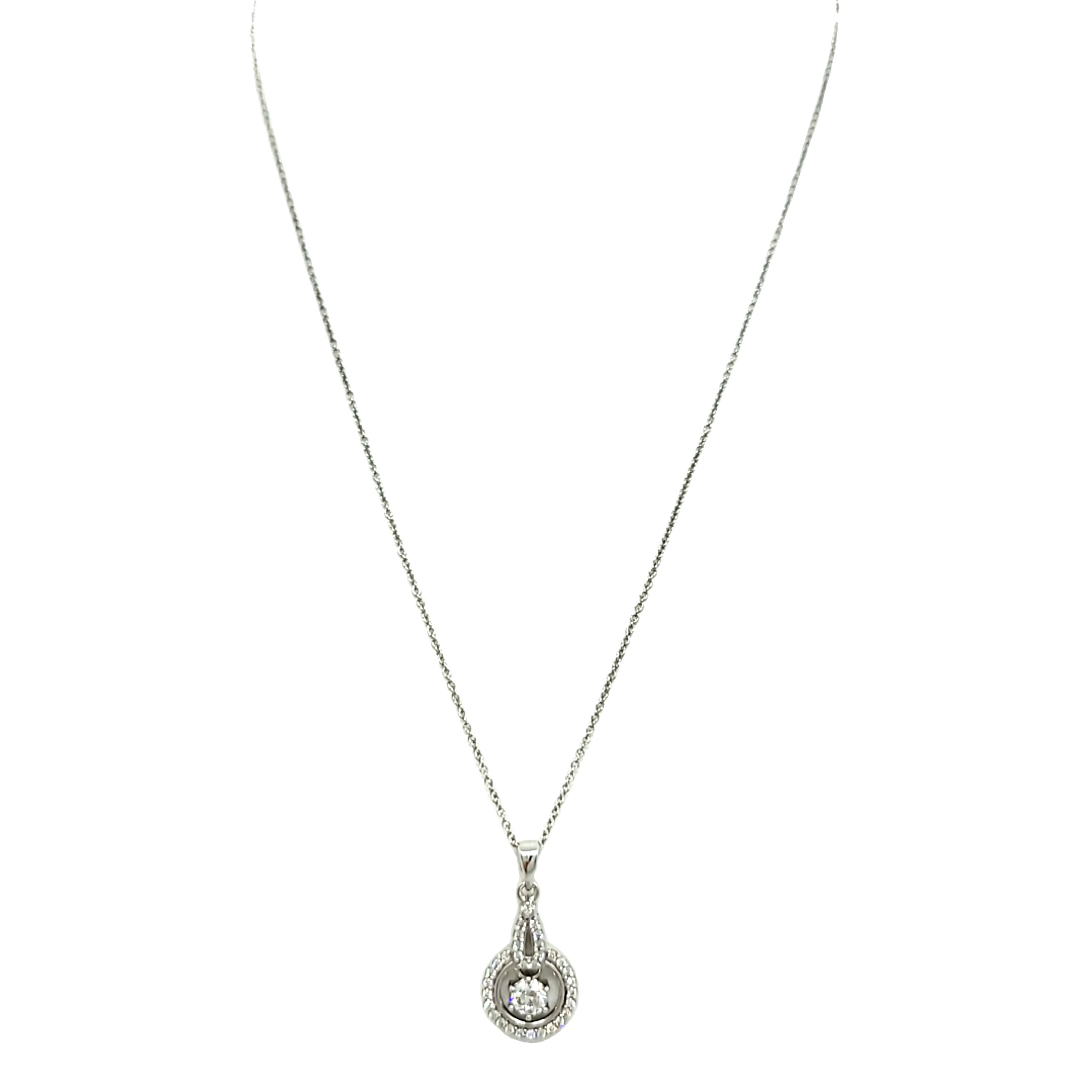 14K White Gold Floating Diamond Circle Pendant with 18" Chain 31001143 | Shin Brothers*