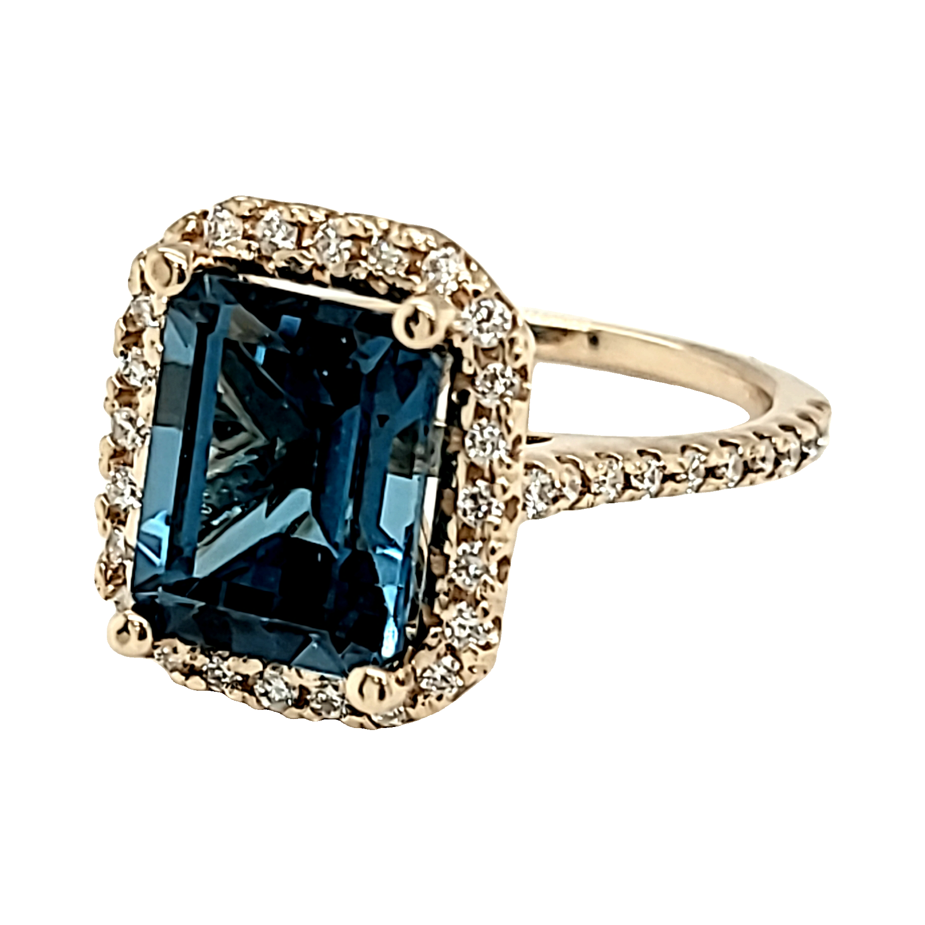 14K Yellow Gold Diamond/London Blue Topaz Ring 12003060  | Shin Brothers* 