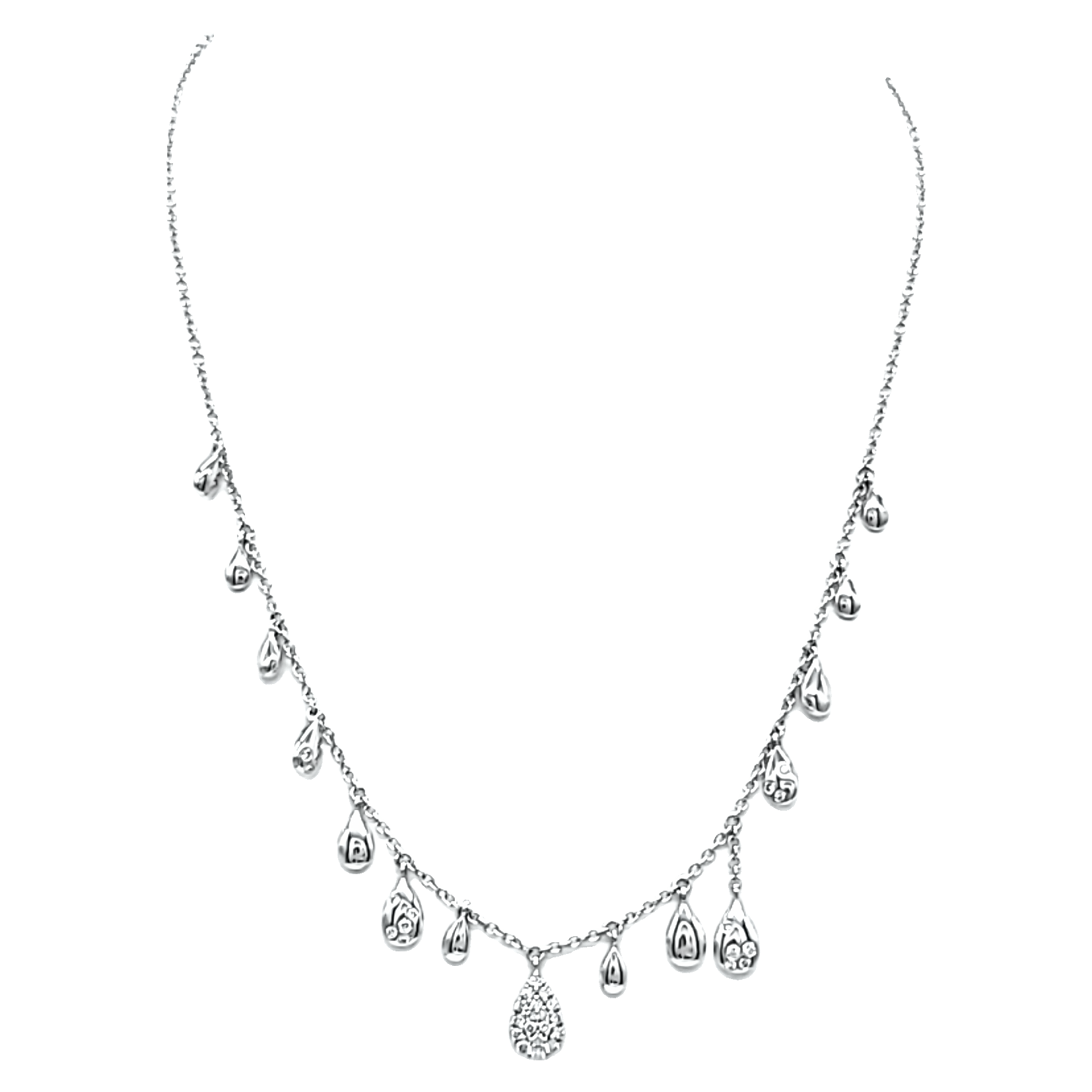 18K White Gold .38ctw Chandelier Diamond 16" Necklace 31001171 | Shin Brothers*