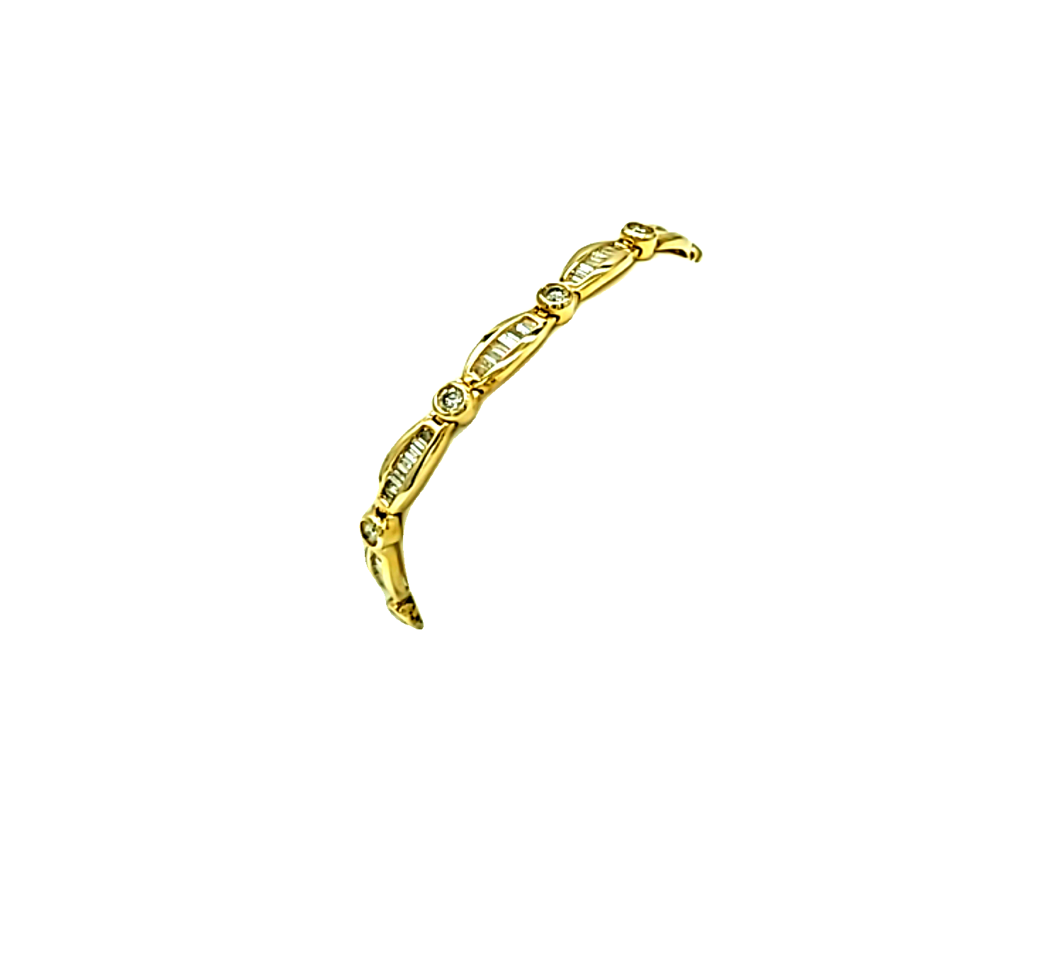14K Yellow Gold Diamond Baguette 7" Bracelet 21000889 | Shin Brothers*