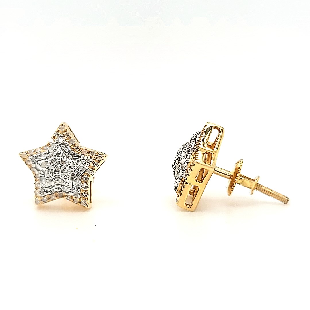 14K Yellow Gold Diamond Star Stud Earrings 41002630 | Shin Brothers** 14K Yellow Gold Diamond Star Stud Earrings 41002630 | Shin Brothers**
