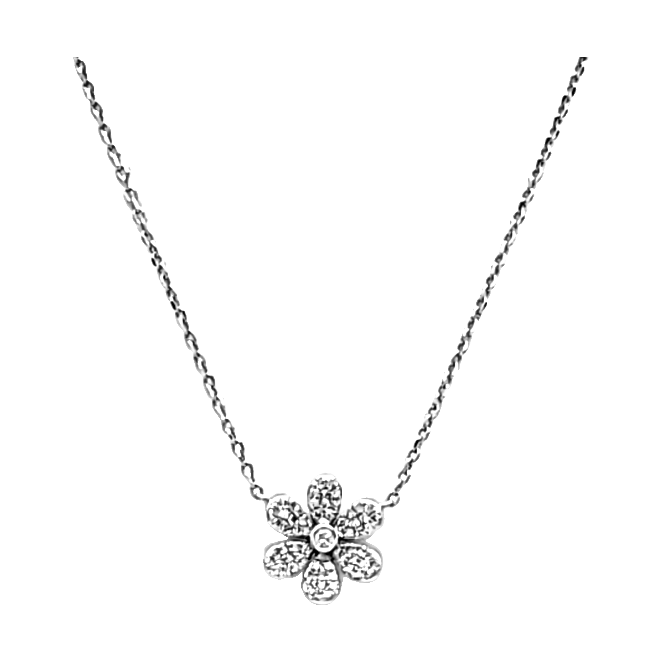 14K White Gold Diamond Flower 18" Necklace 31001172| Shin Brothers* 14K White Gold Diamond Flower 18" Necklace 31001172| Shin Brothers*