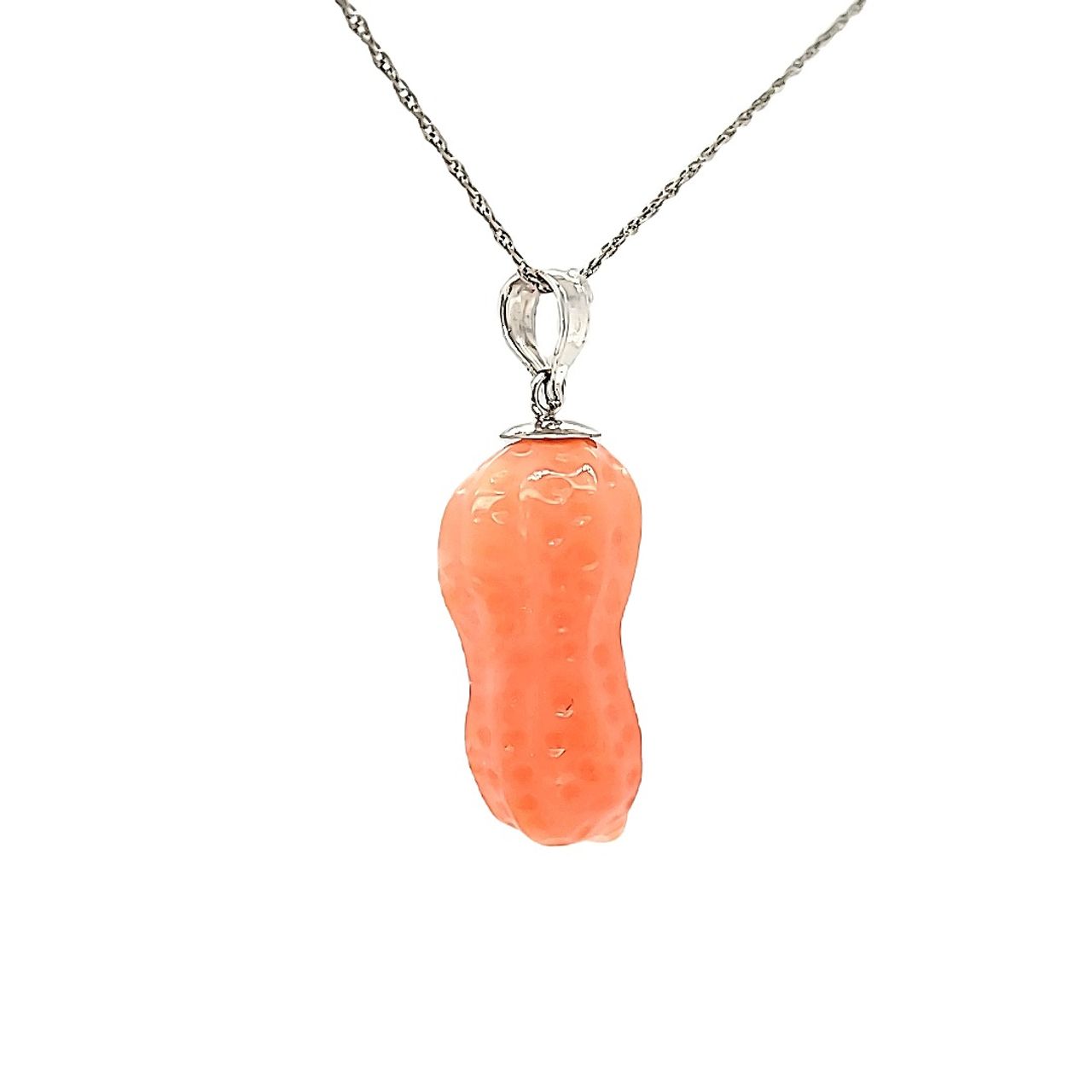 14K White Gold Coral Peanut Charm 52001781 | Shin Brothers* 14K White Gold Coral Peanut Charm 52001781 | Shin Brothers*